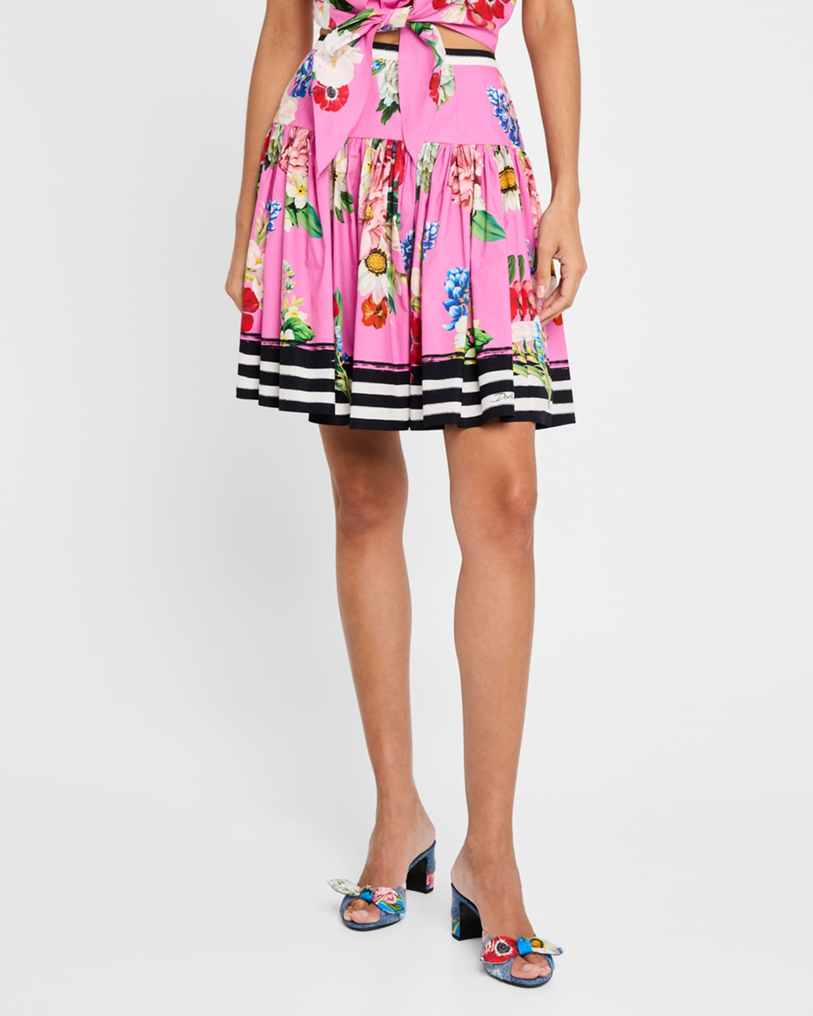 ミニスカート DOLCE & GABBANA FLOUNCED MINI SKIRT IN POPLIN DOLCE & GABBANA Tiered Floral Print Cotton Poplin Mini Skirt