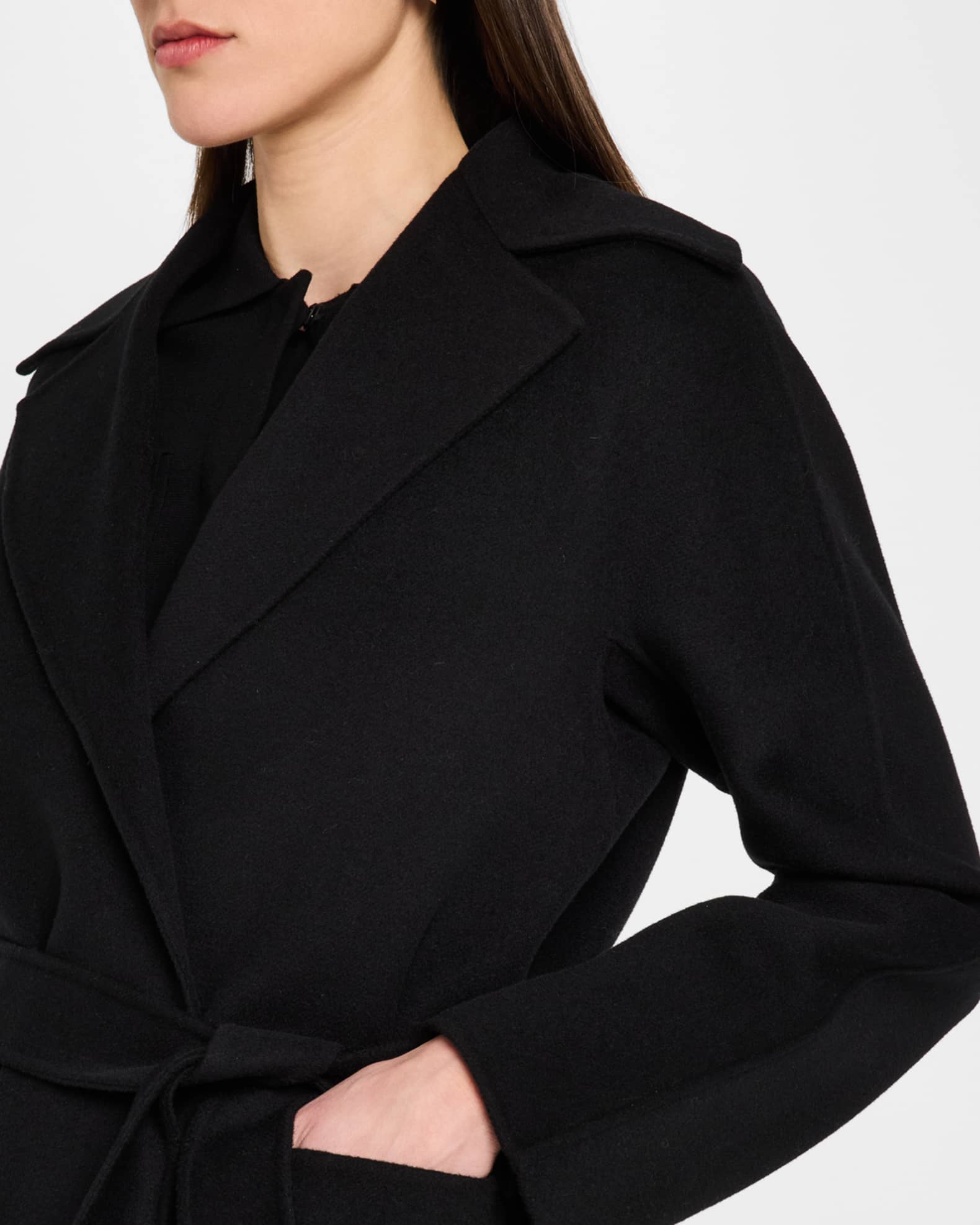 Max Mara Studio Valda Notched Wrap-Front Coat | Neiman Marcus Max Mara Studio Valda Notched Wrap-Front Coat | Neiman Marcus
