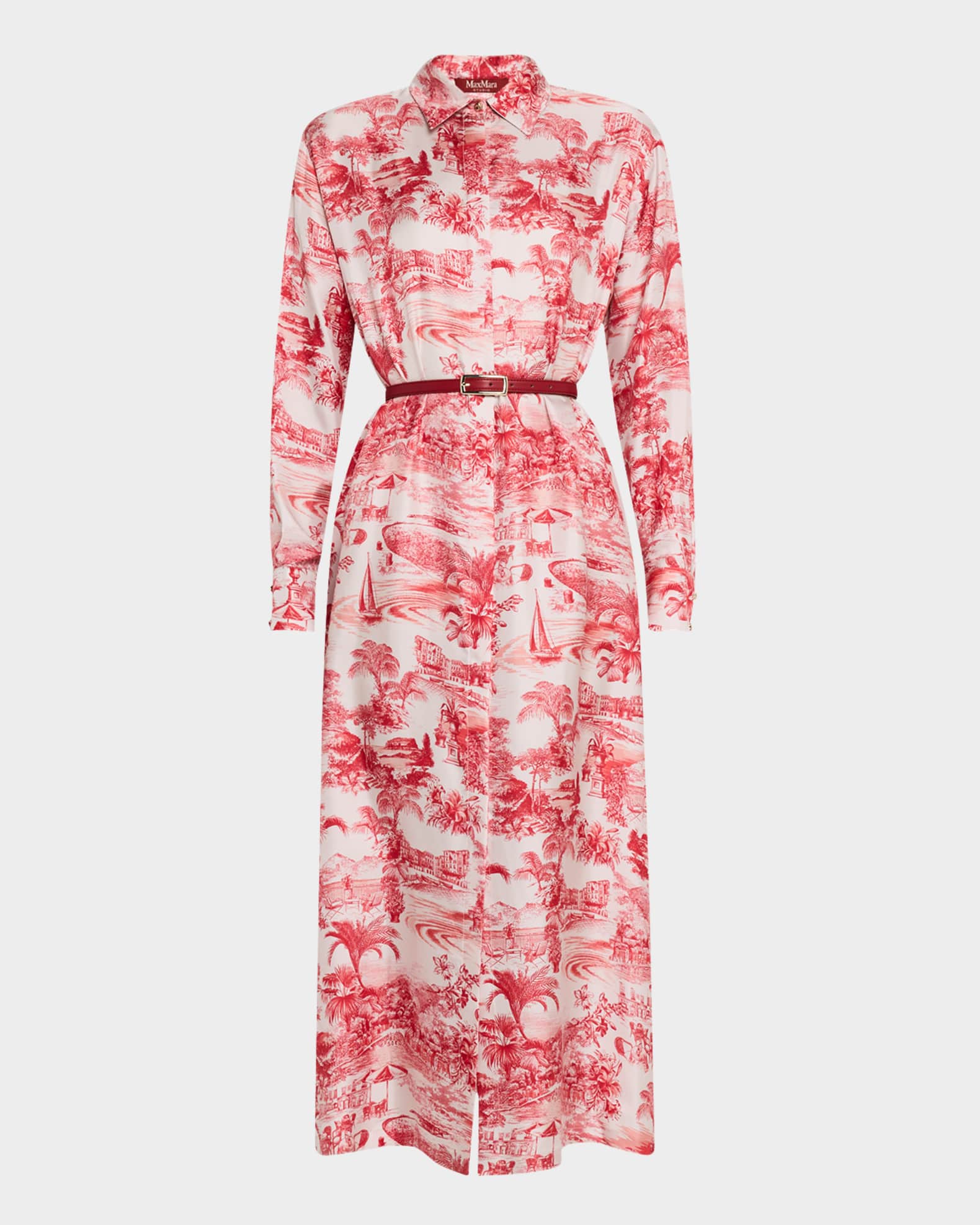 ディズニープリンセスのベビーグッズも大集合 Svelto Studio Mara Max Belted Shirtdress Midi Toile-Print ワンピース