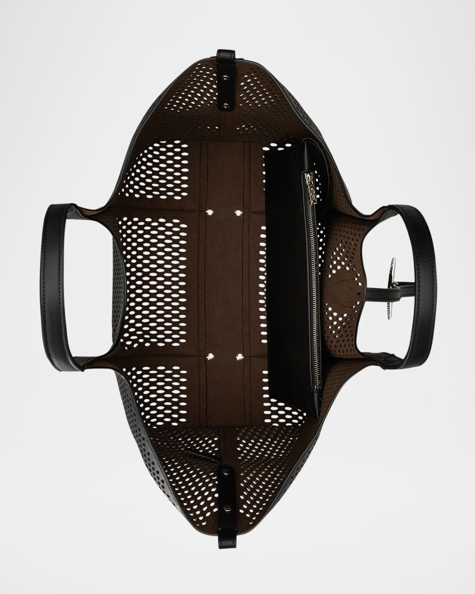 Medium Laser-Cut Leather Shopping Tote Bag 1
