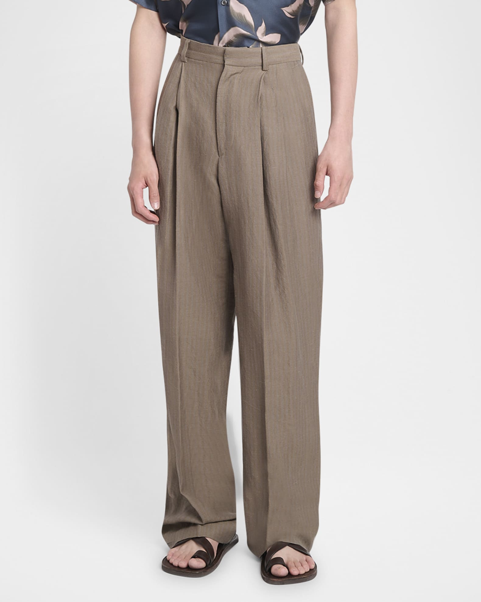 Men's Panrom Pleated Stripe Pants 1