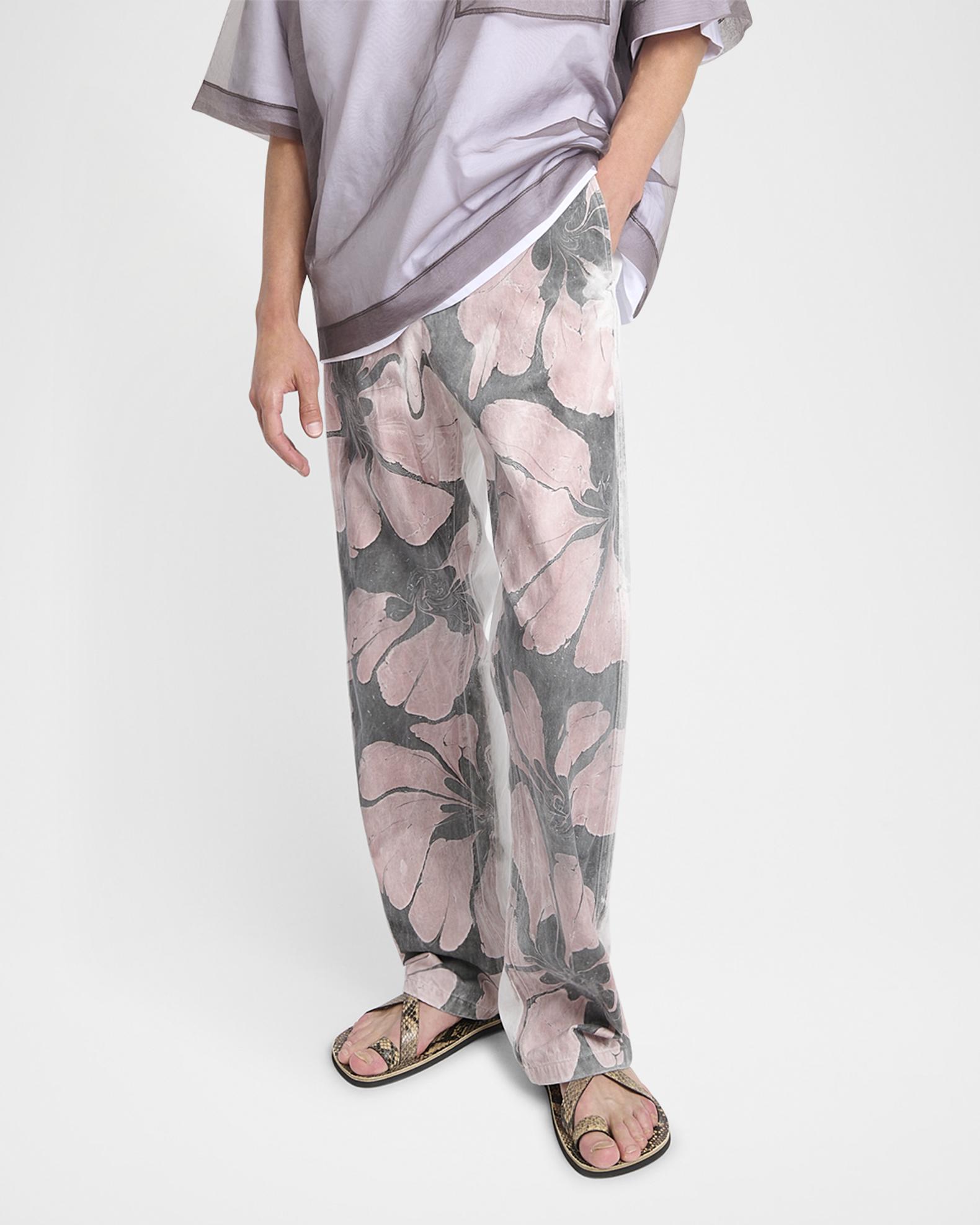 Dries Van Noten Men's Pynam Floral-Print Denim Pants | Neiman Marcus