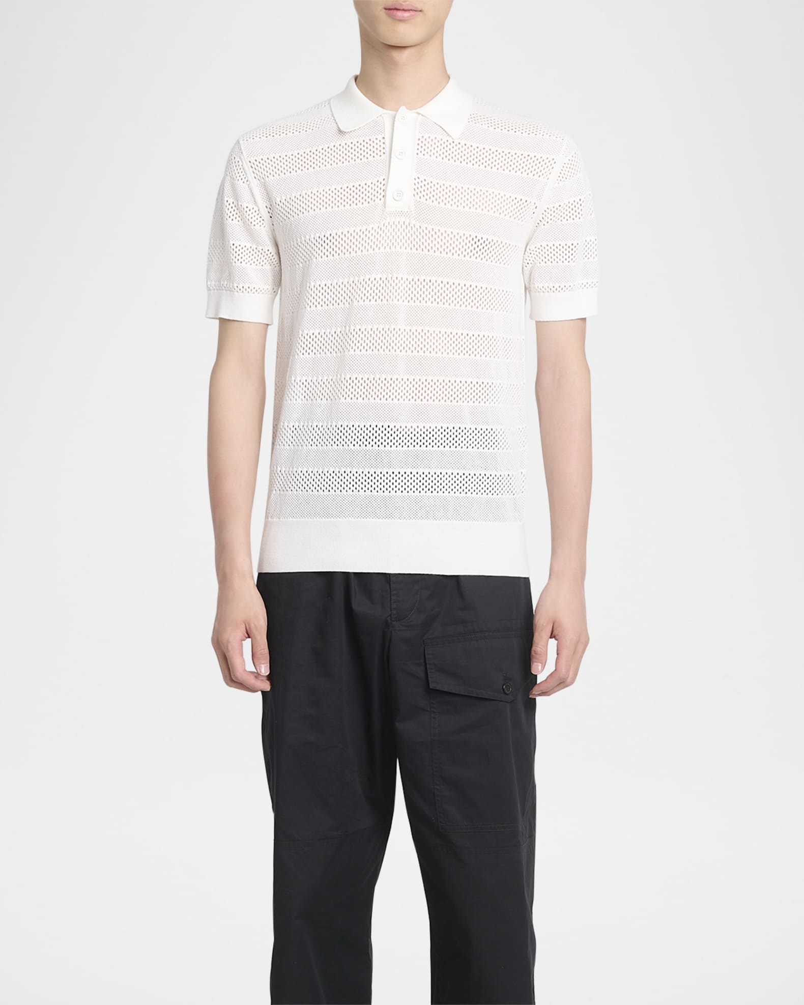 Dries Van Noten Men's Mercy Striped Knit Polo Shirt | Neiman