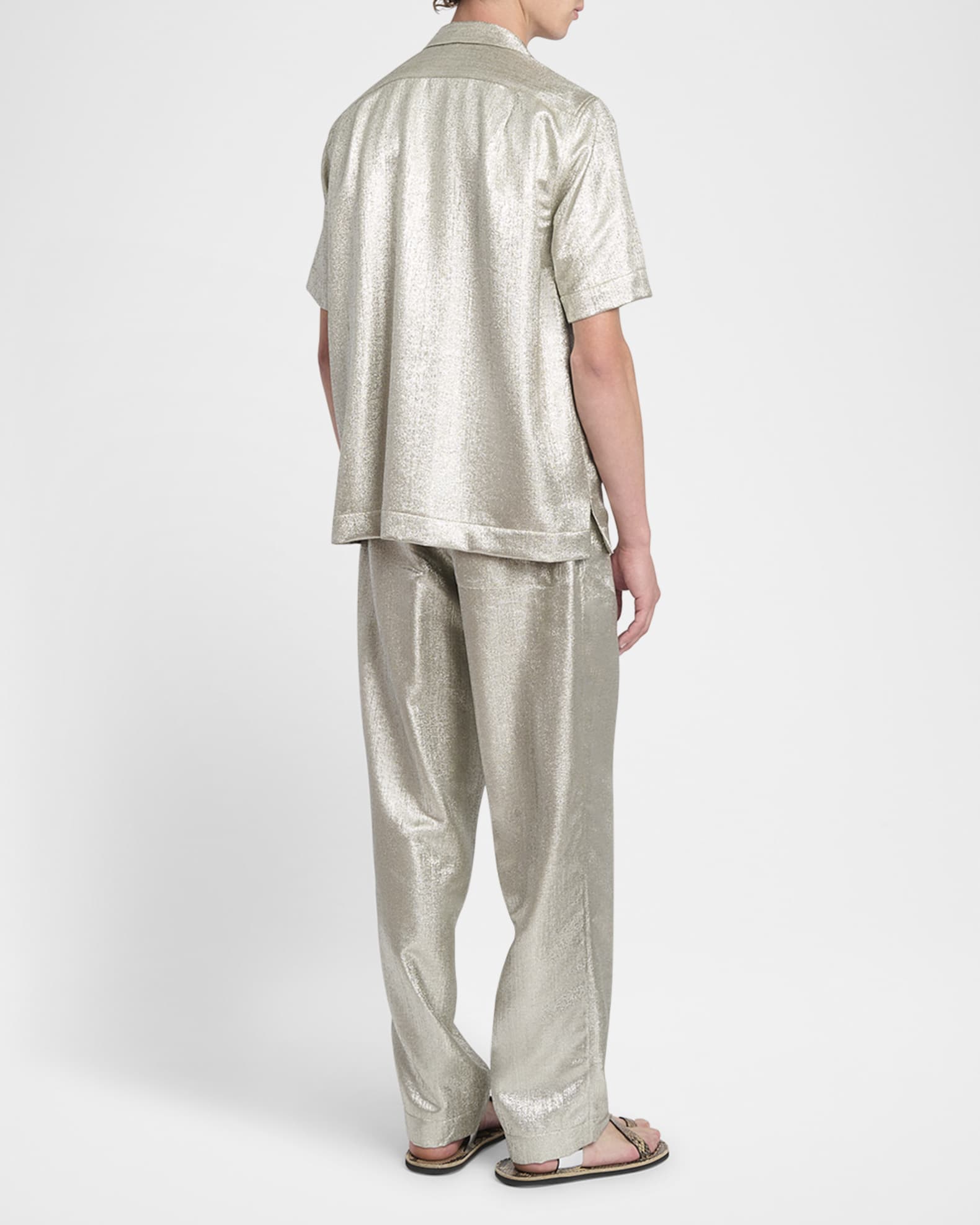 Dries Van Noten Men's Cameron Metallic Camp Shirt | Neiman