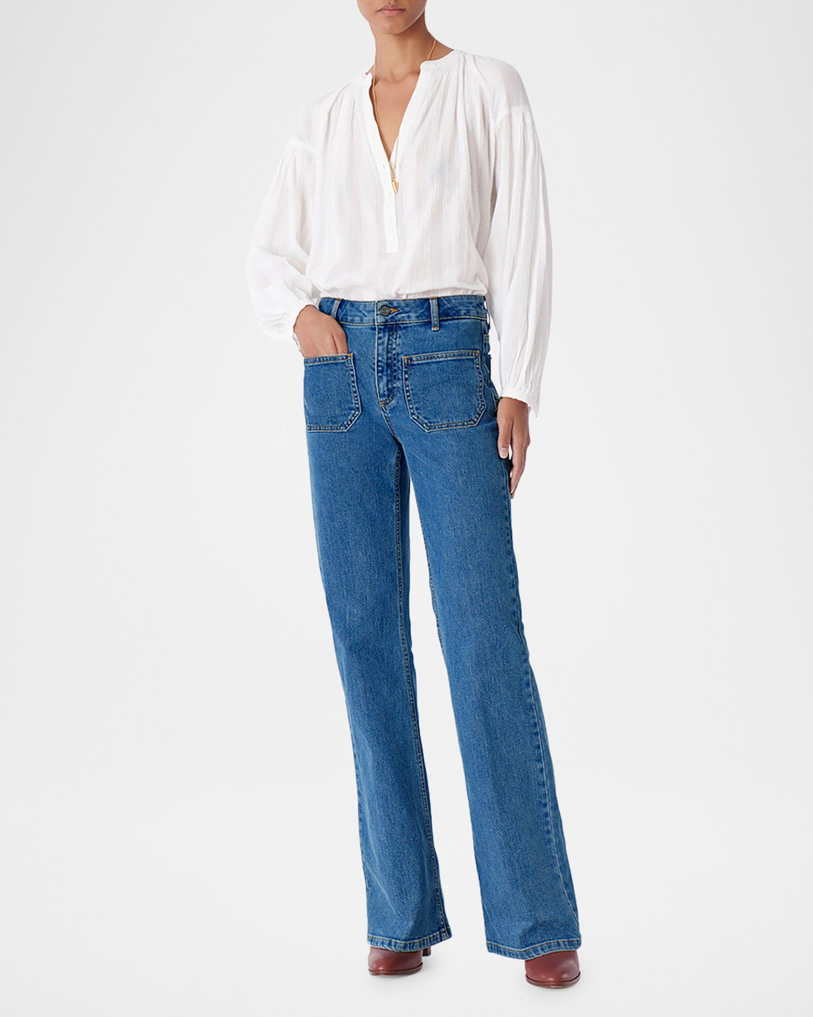 Jeans Vanessa Bruno - Taille 40, Jambes Larges, Bleu, Coton, Occasion Très Bon état