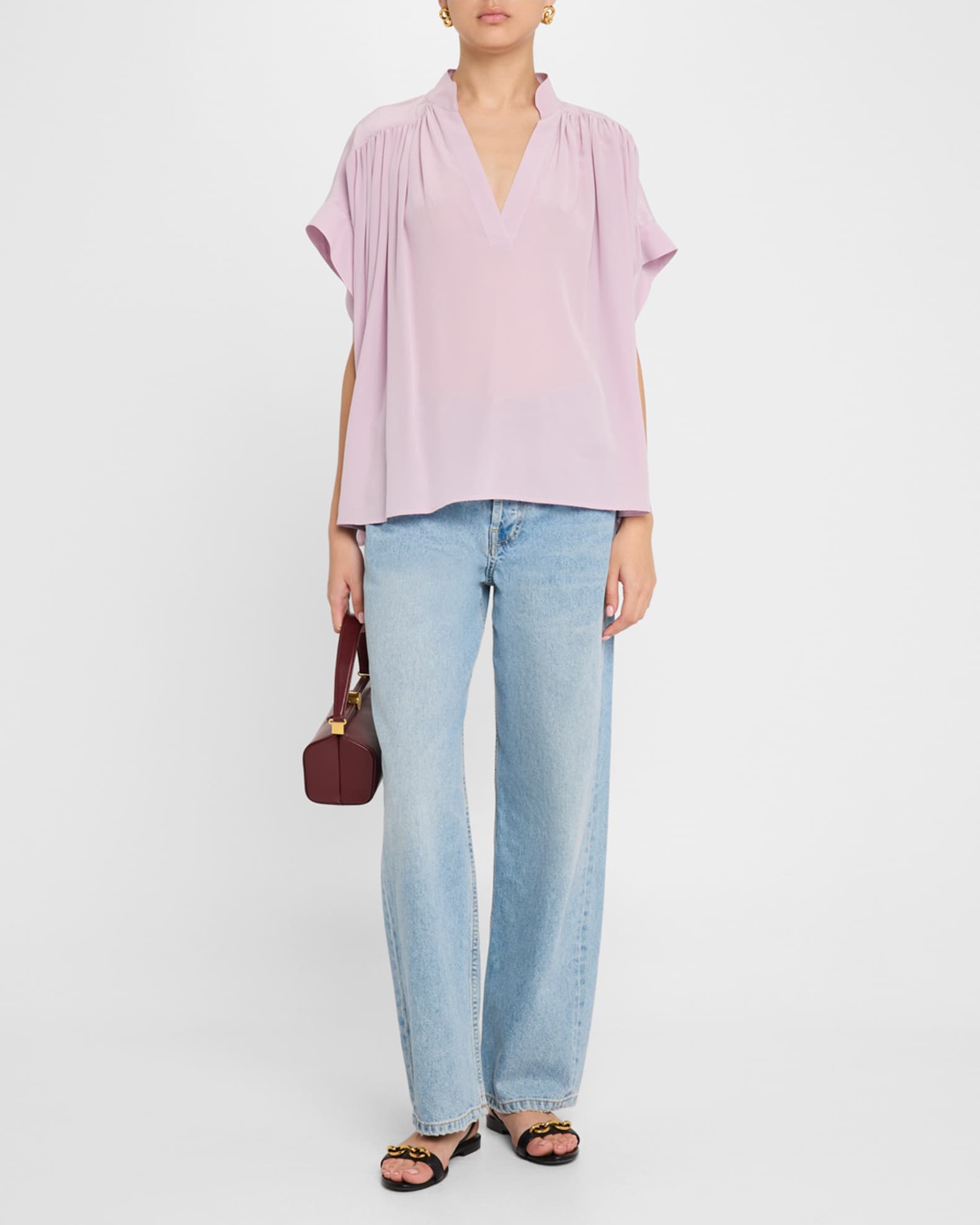 Cory Ruched Silk Top 1