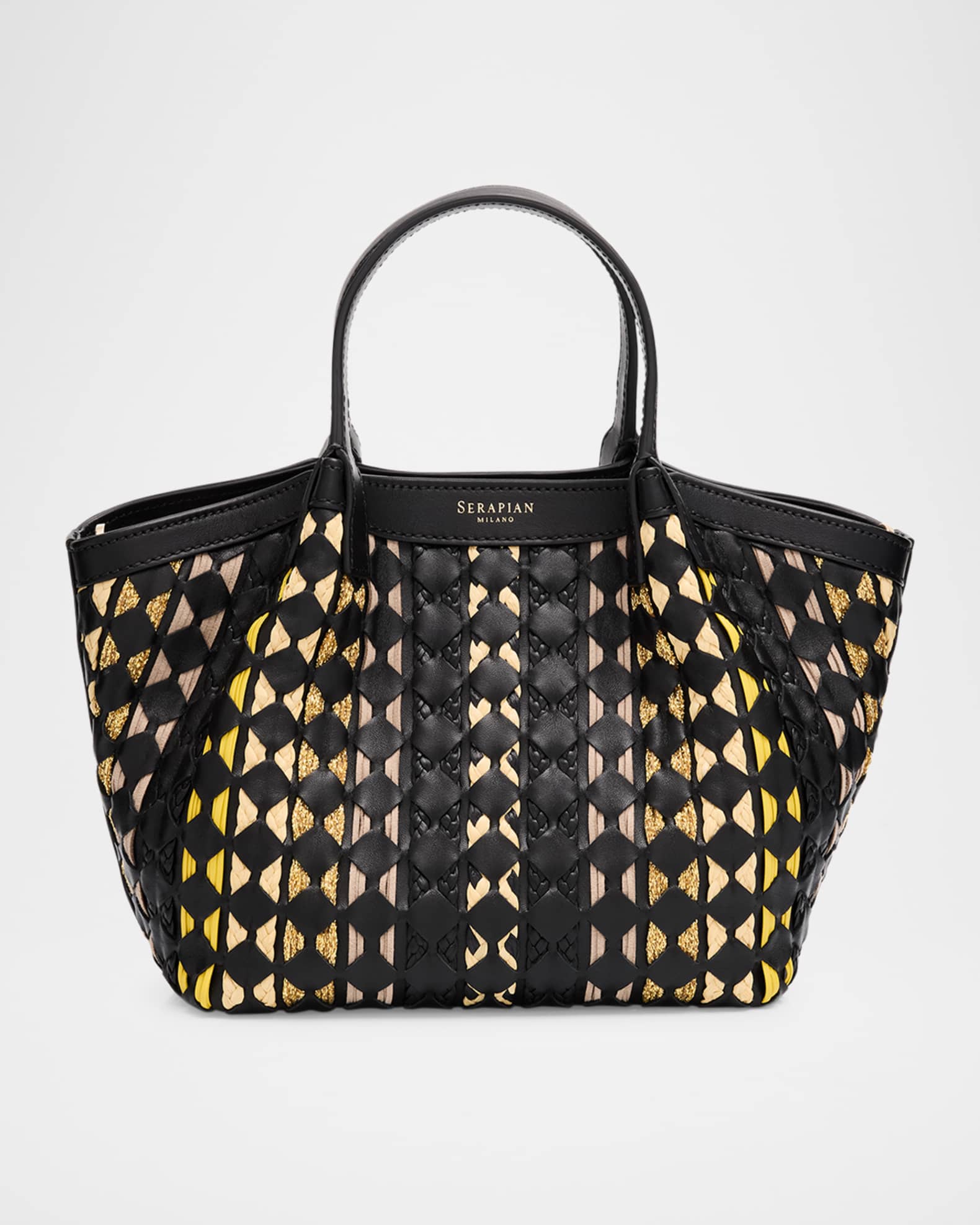 Mosaic Pattern Print Leather Tote Bag