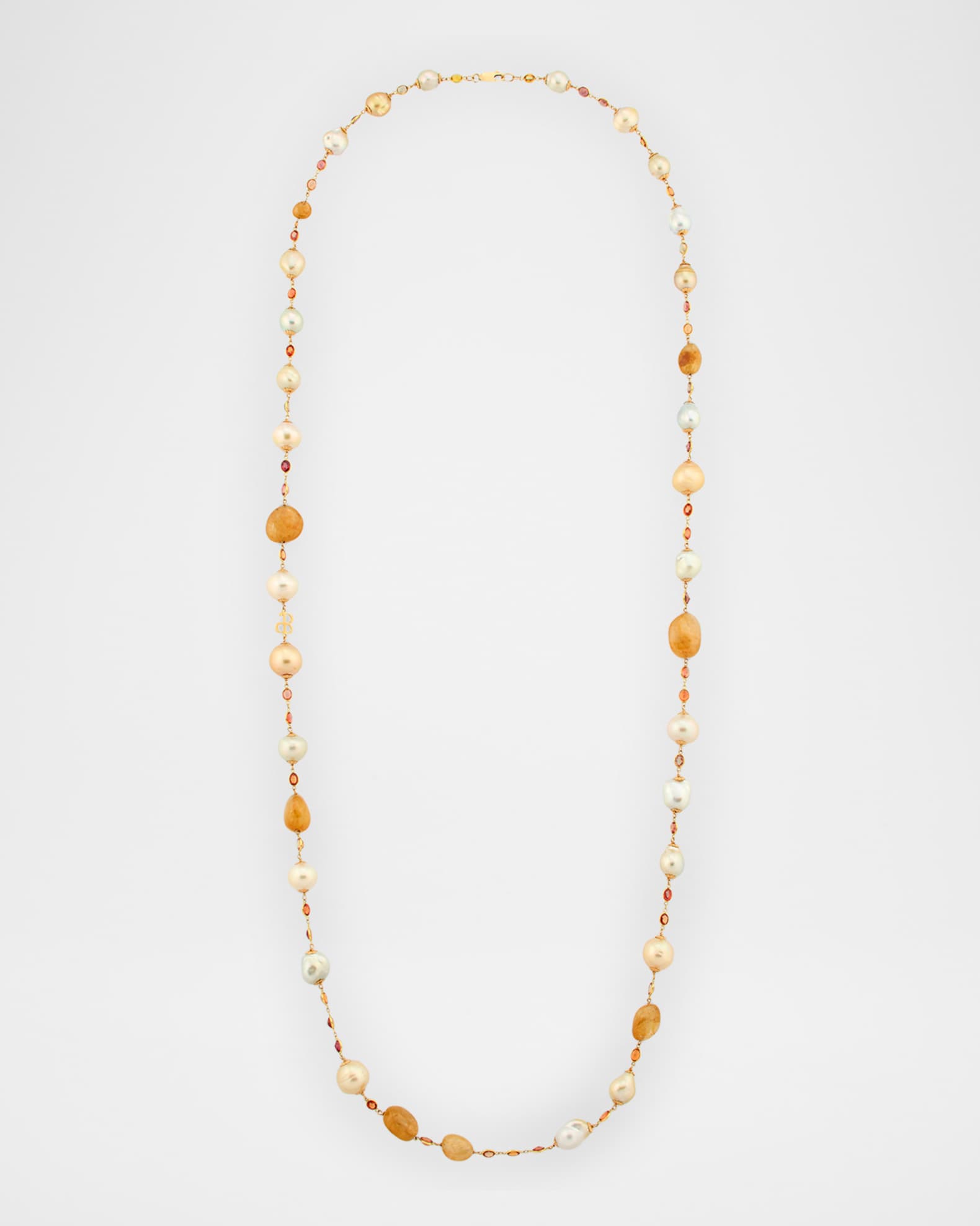 18K Yellow Gold South Sea Pearl and Sapphire Necklace, 42"L 0