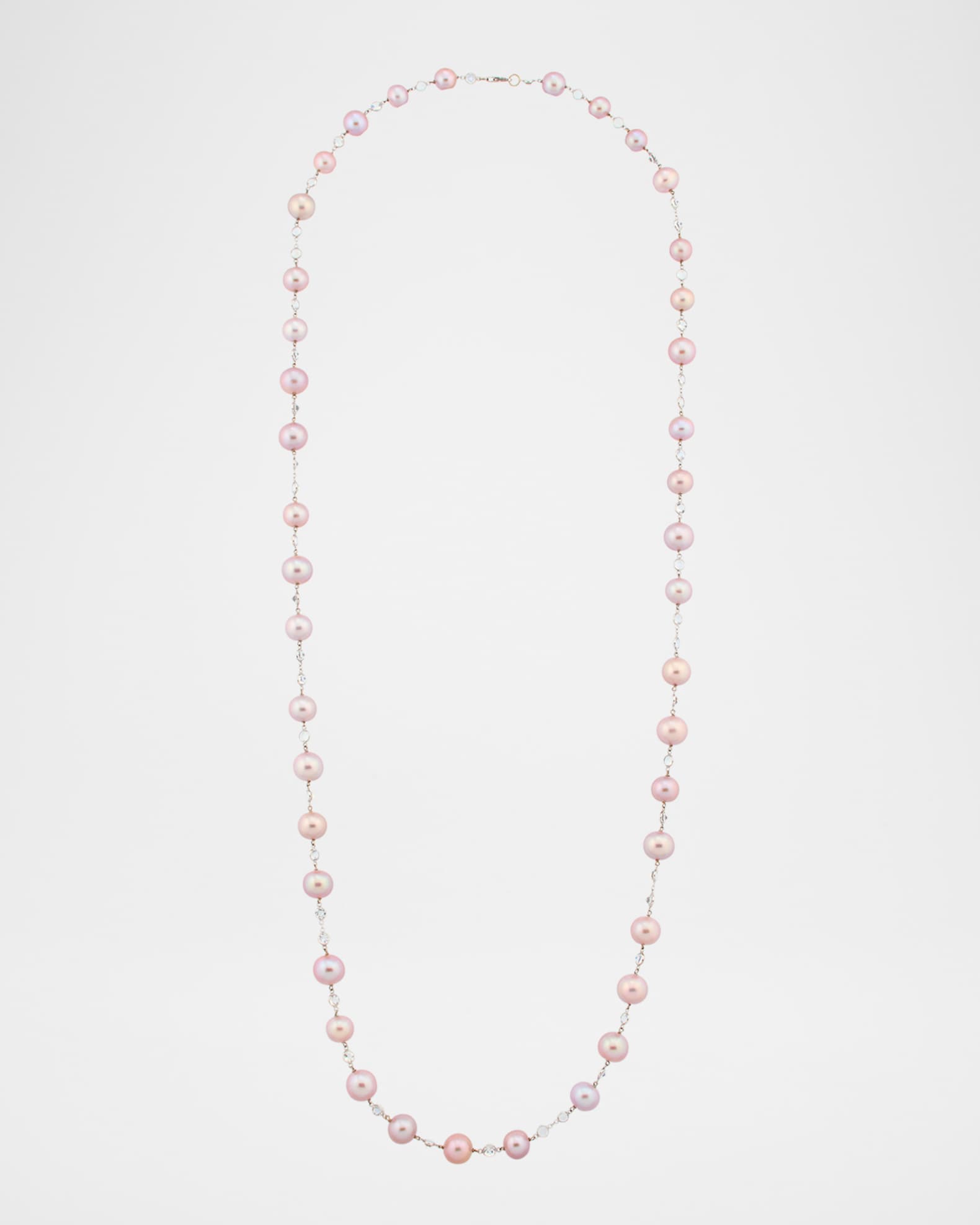 18K White Gold Freshwater Pearl and Moonstone Necklace, 42"L 0