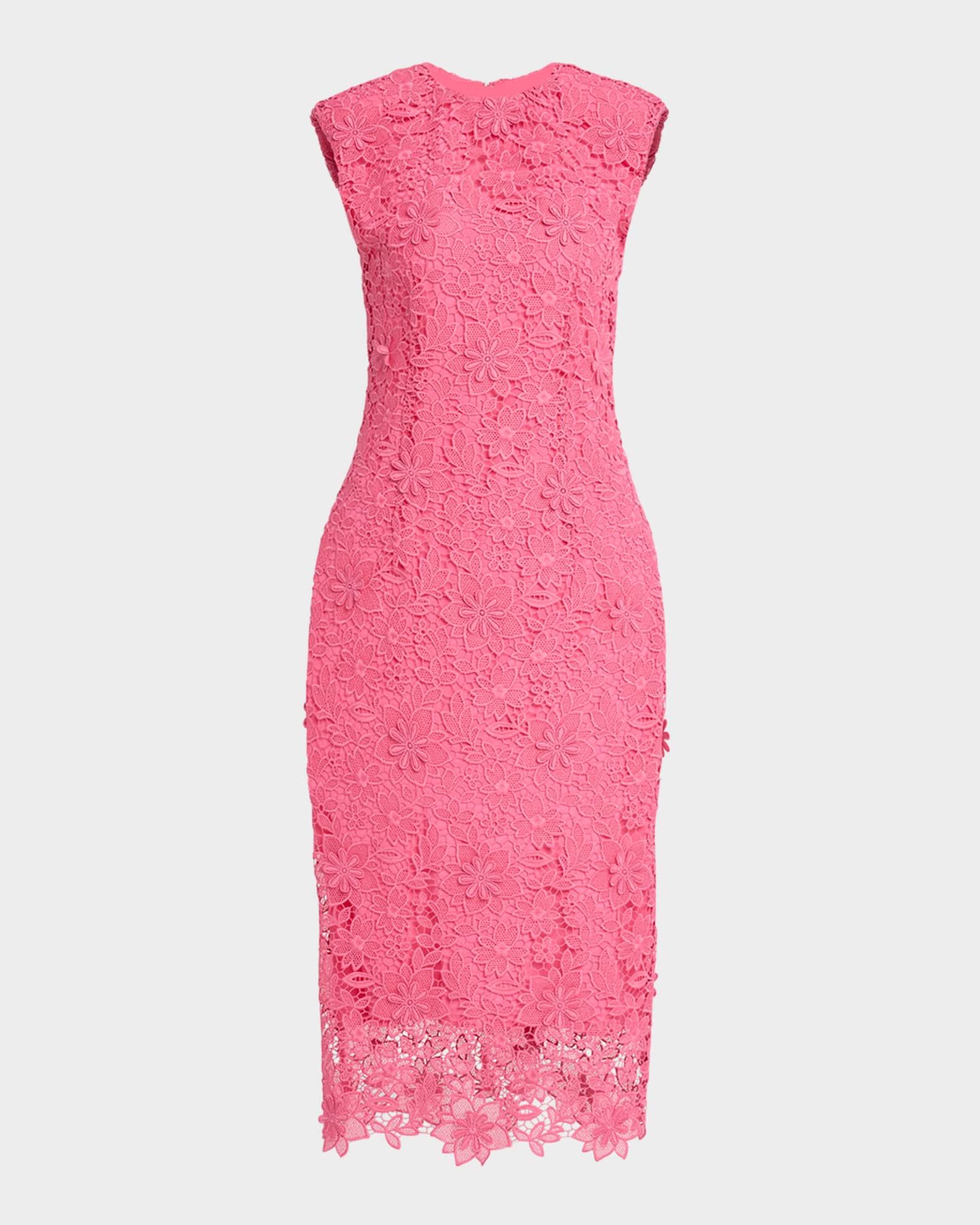 3D Floral Lace Sleeveless Midi Dress 0