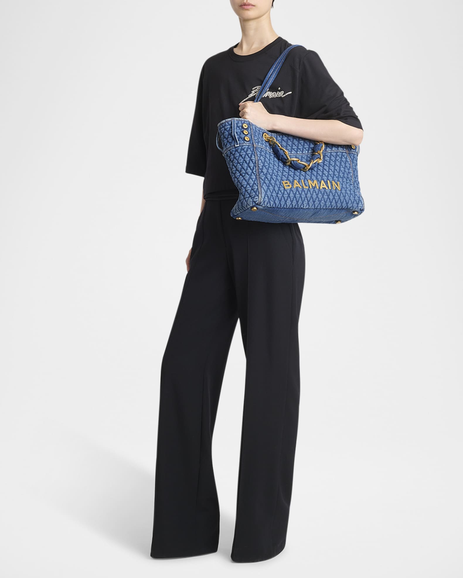 1945 Shoulder Bag in Grid Quilted Denim 1