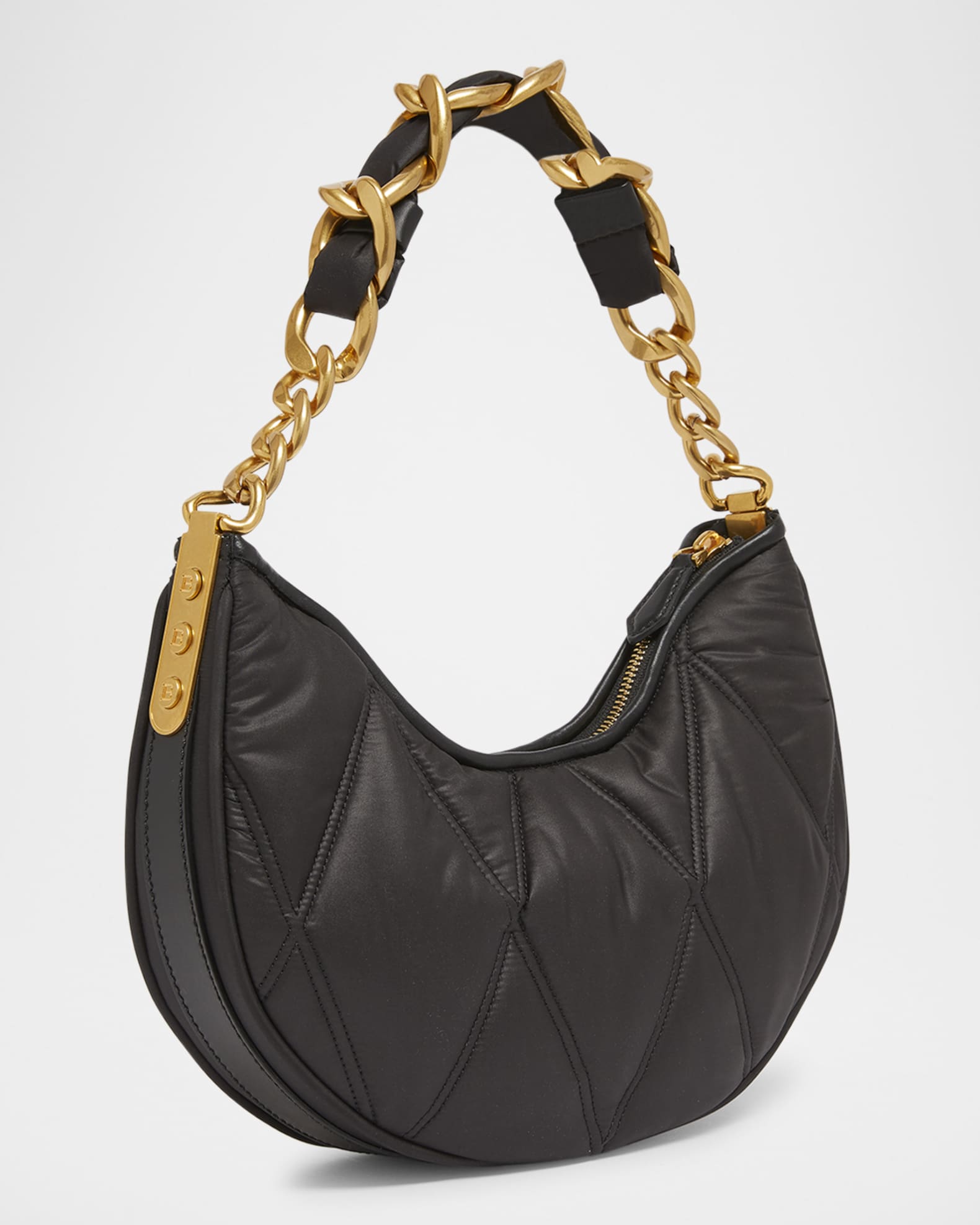 ショルダーバッグ・ポシェット BALMAIN 1945 SOFT MOON BAG-GRID QUILTED NYLON Balmain 1945 Moon Shoulder Bag in Grid Quilted Nylon