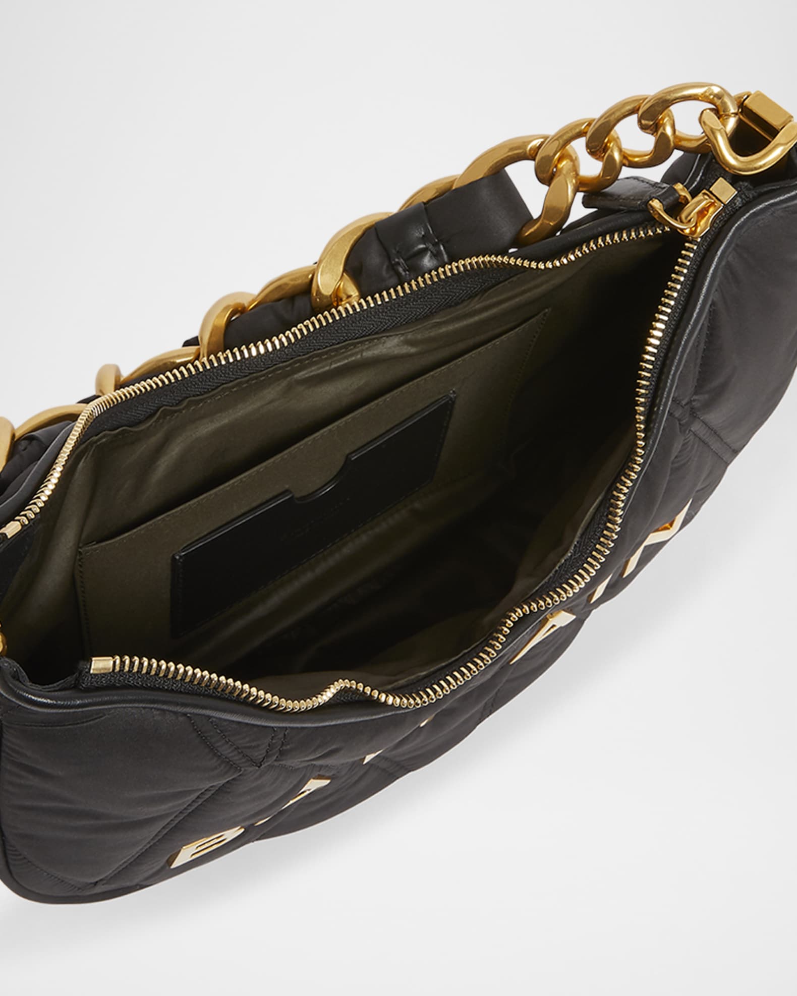 Balmain 1945 Moon Shoulder Bag in Grid Quilted Nylon