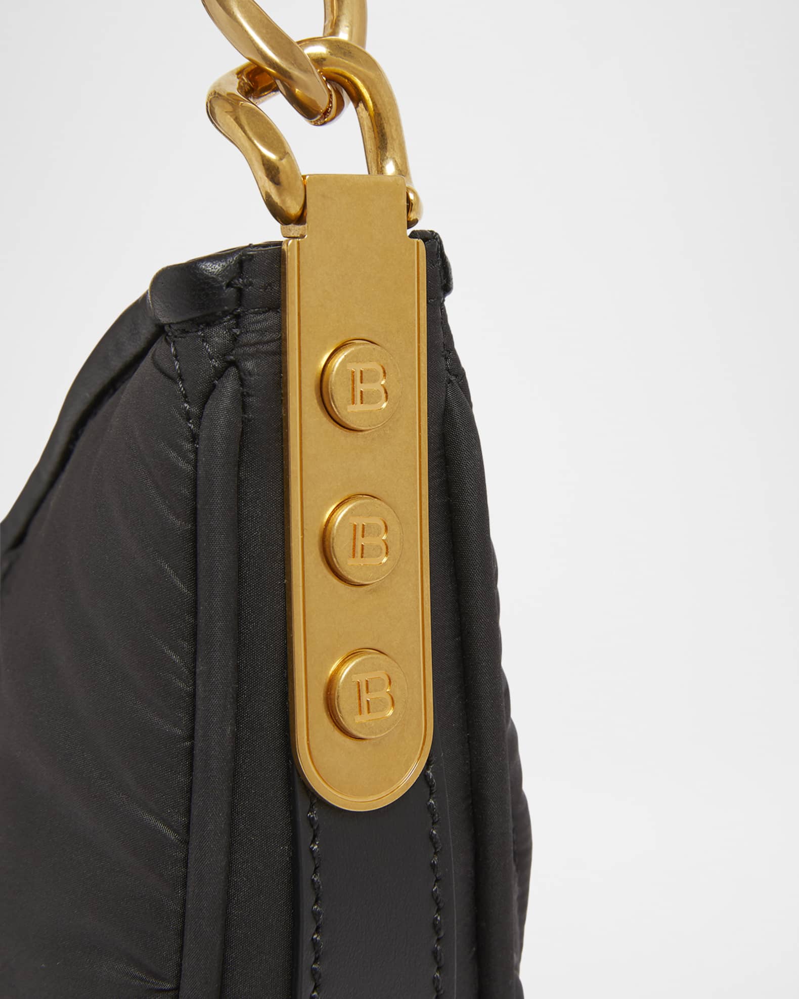ショルダーバッグ・ポシェット BALMAIN 1945 SOFT MOON BAG-GRID QUILTED NYLON Balmain 1945 Moon Shoulder Bag in Grid Quilted Nylon