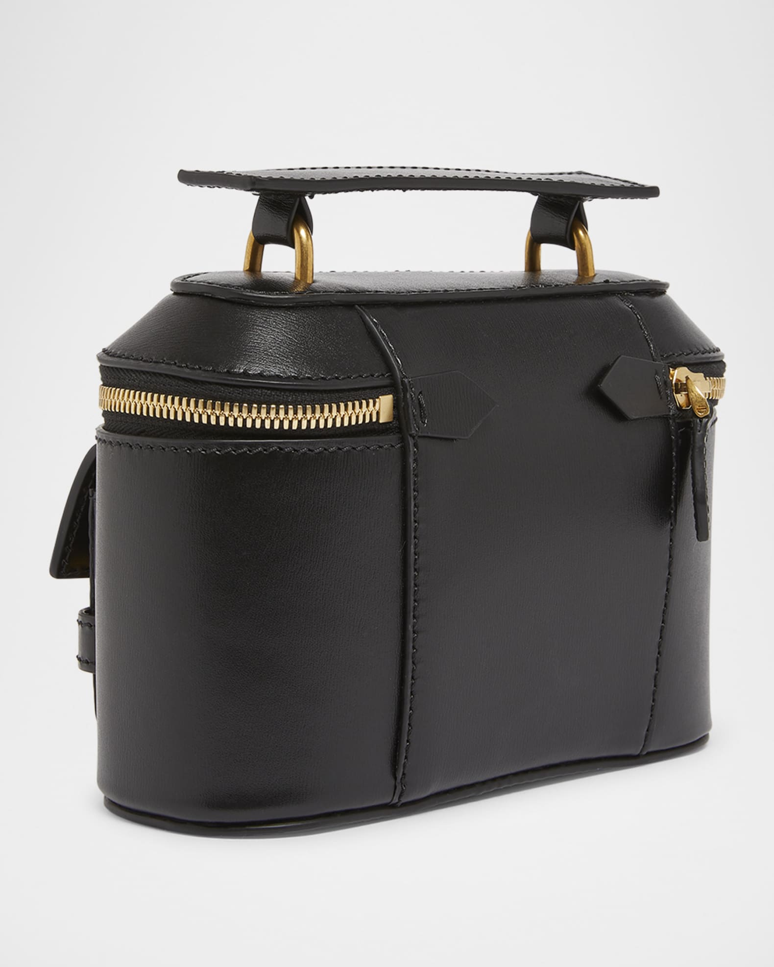 Balmain B Buzz Zip Vanity Top-Handle Bag in Calfskin
