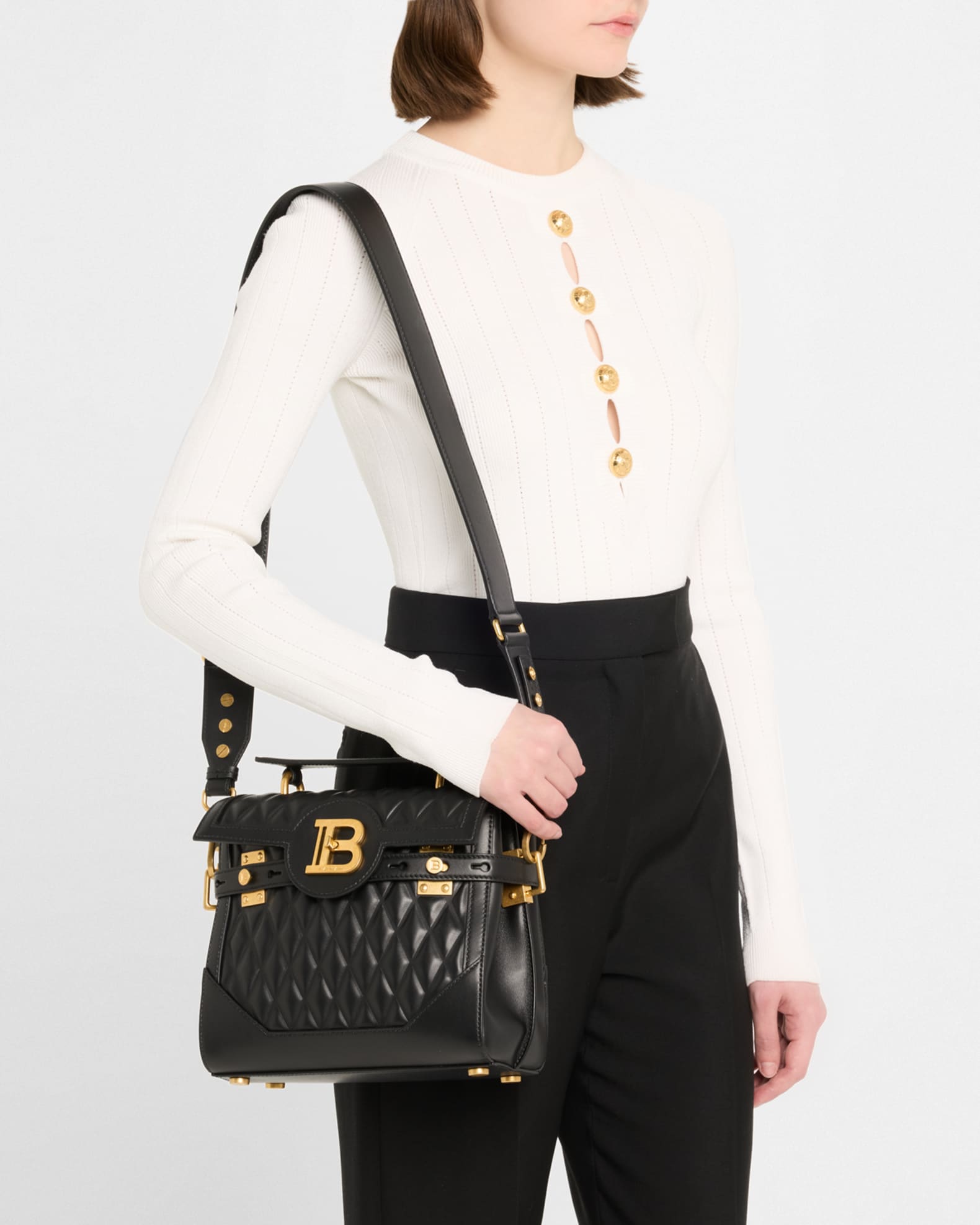 B Buzz 23 Crossbody Bag in Grid Padded Calfskin