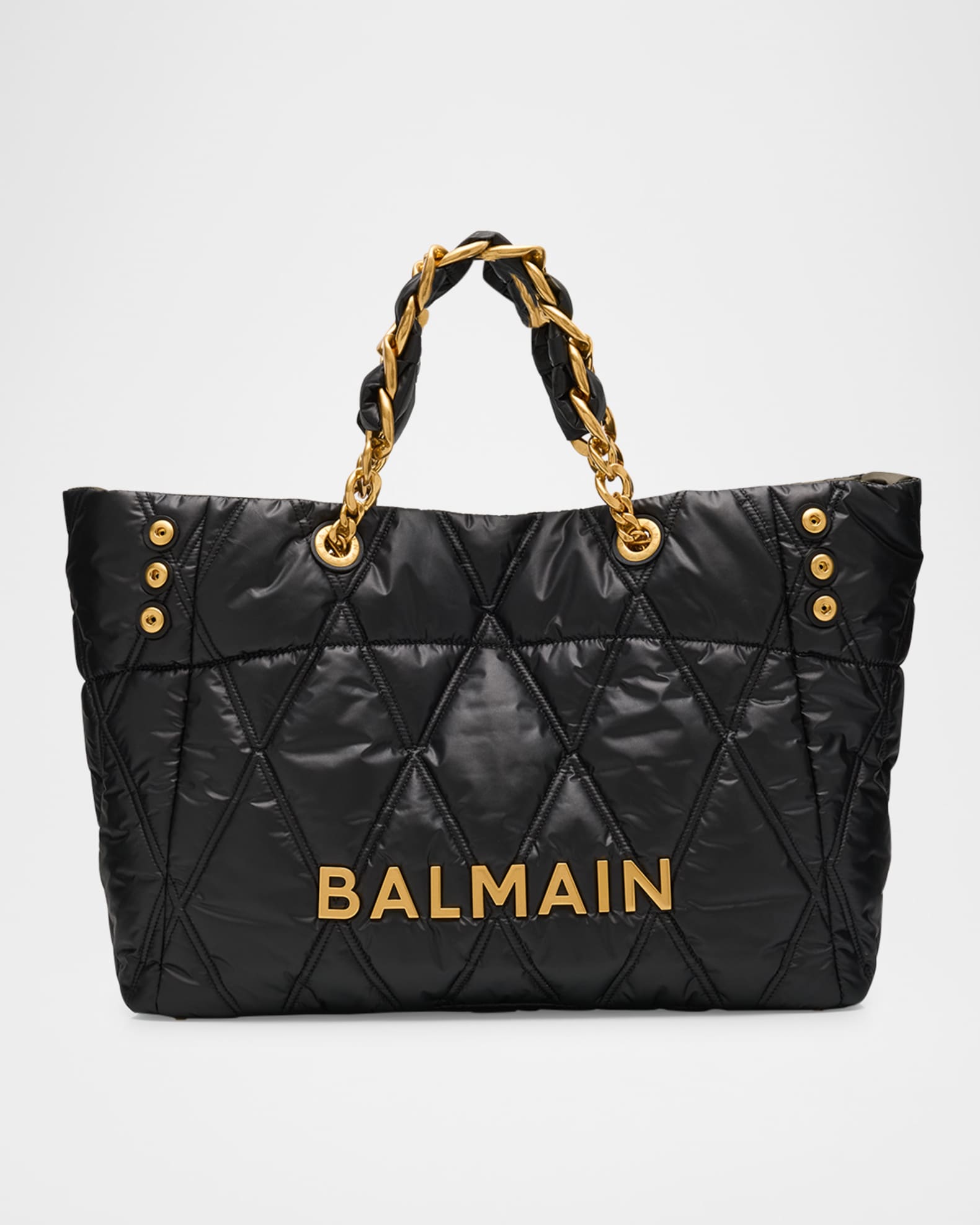 Balmain 1945 Shoulder Bag in Grid Quilted Nylon | Neiman Marcus
