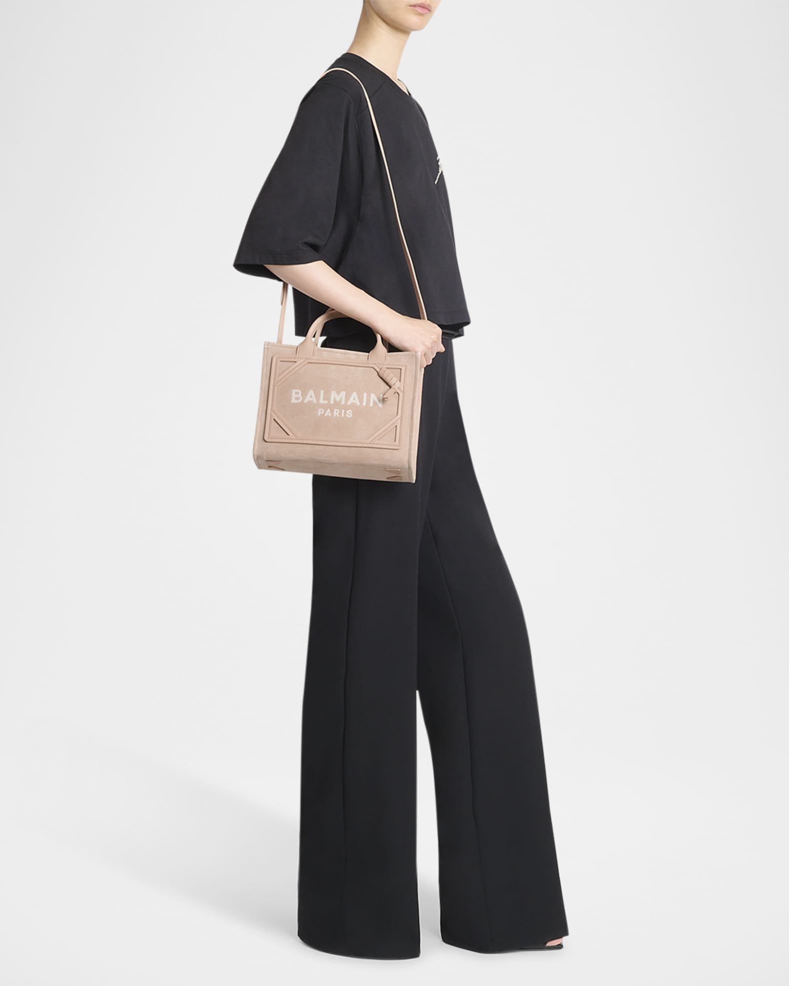 【関税＆送料込み】Balmain B-Army Small Shopper Bag Small suede B-Army tote bag - Women | BALMAIN