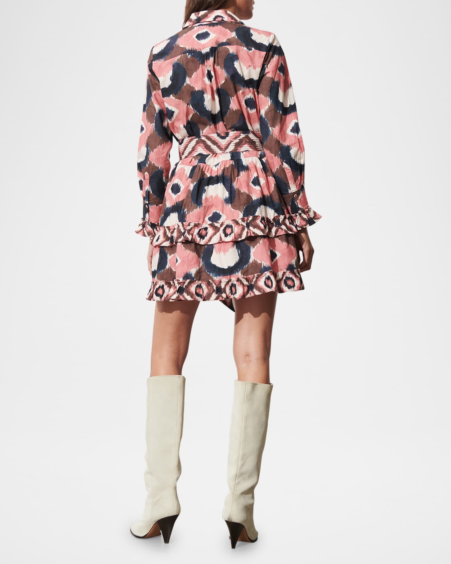 Cami Tiered-Ruffle Belted Mini Shirtdress 1