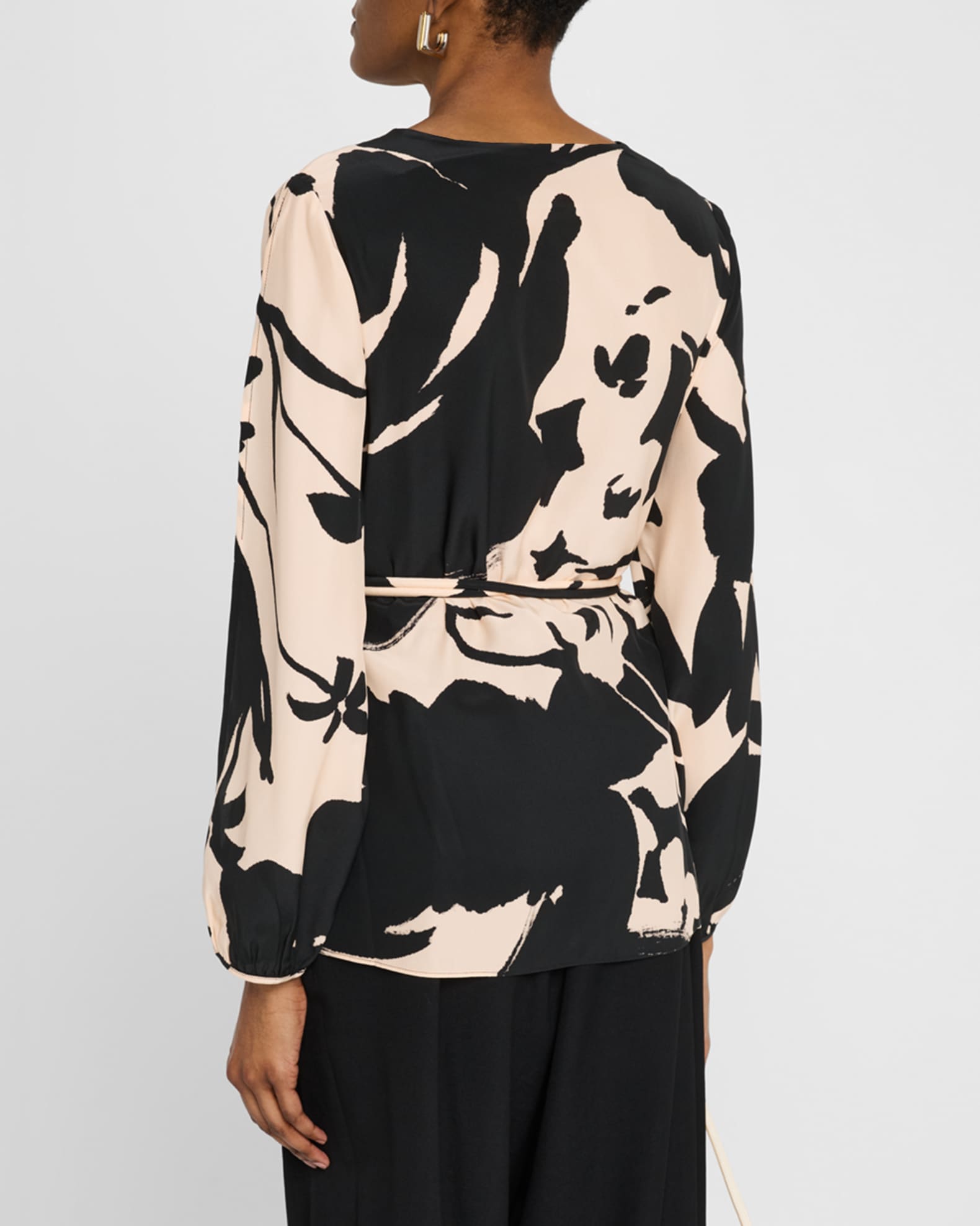 Figue Kasey Floral Belted Slit-Sleeve Silk Tunic | Neiman Marcus