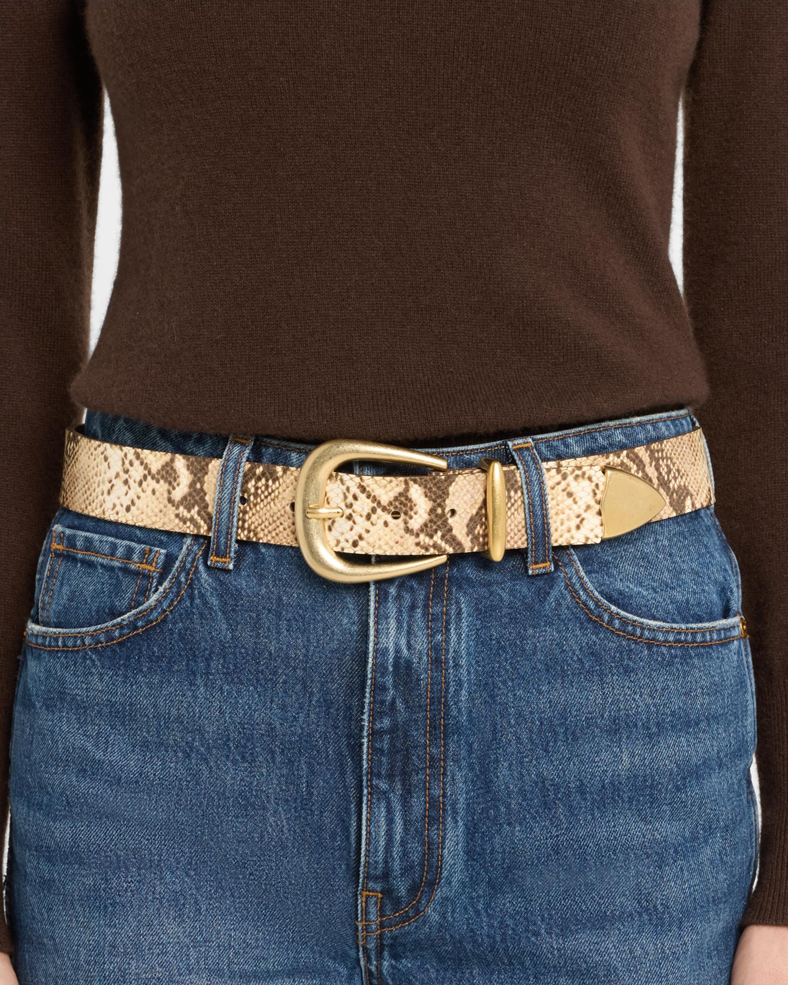 Streets Ahead June Snake-Print Leather Belt | Neiman Marcus