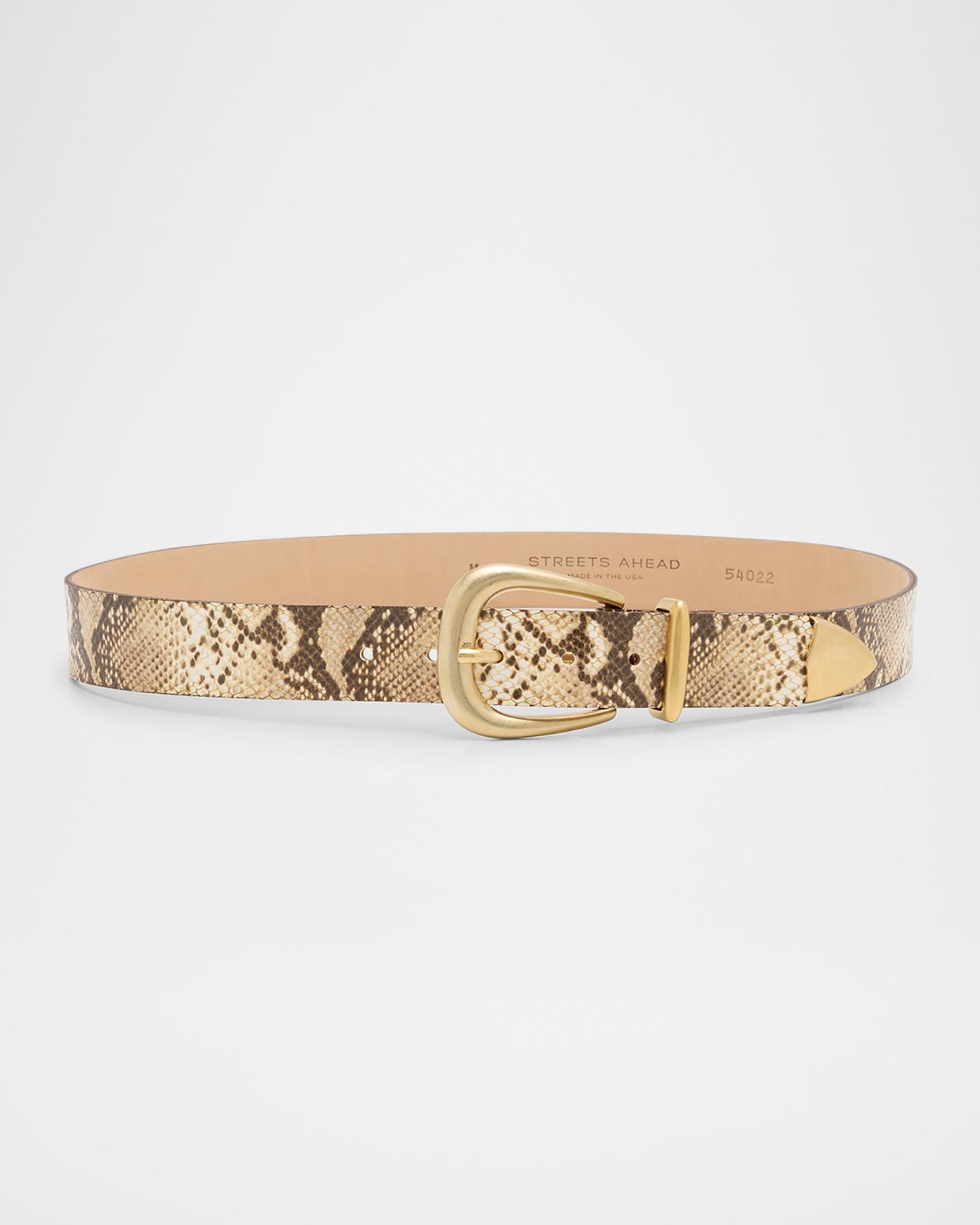 Neiman Marcus by Streets Ahead Leather Belt Streets Ahead June Snake-Print Leather Belt | Neiman Marcus main image 3