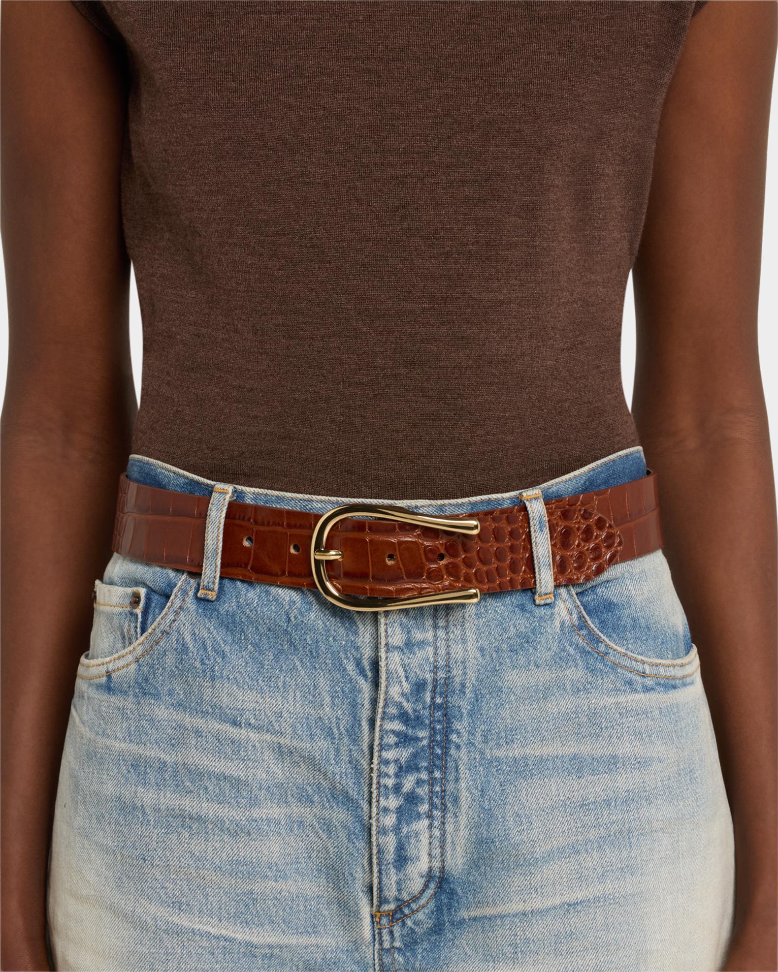 Streets Ahead Croc-Embossed Leather Belt | Neiman Marcus