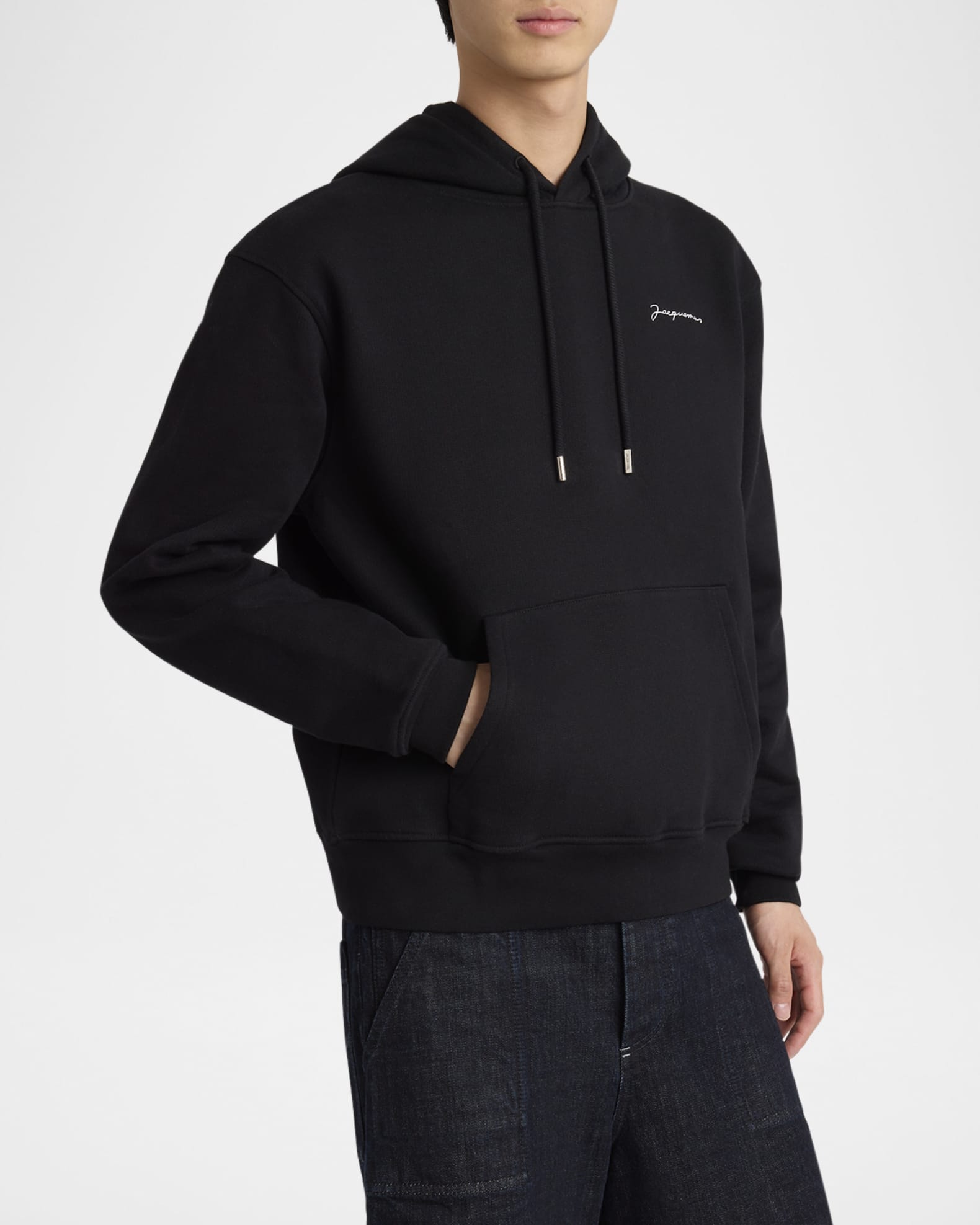 Jacquemus Men's Brode Embroidered Logo Hoodie | Neiman Marcus