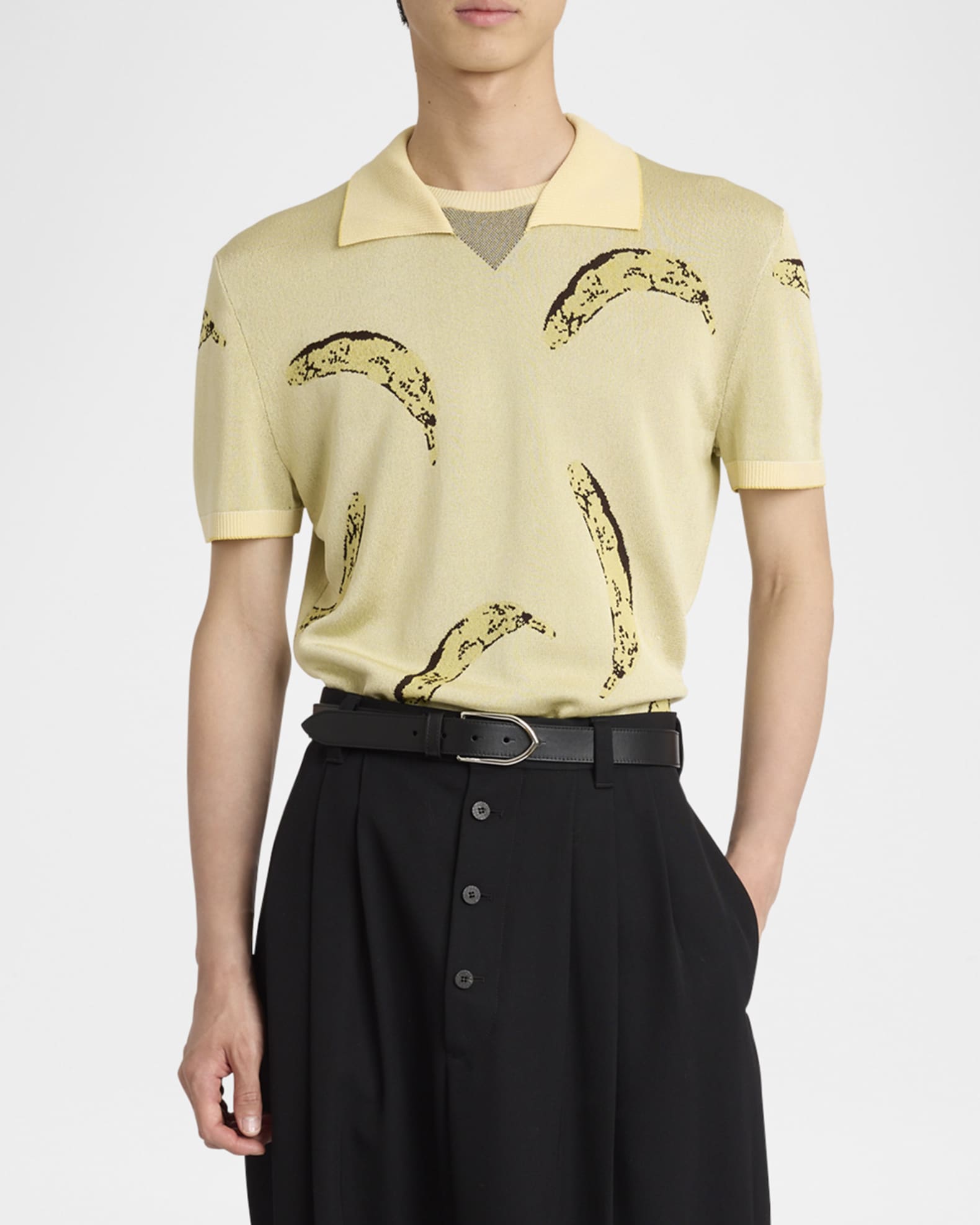 Men's Marino Banana Jacquard Polo Shirt 1