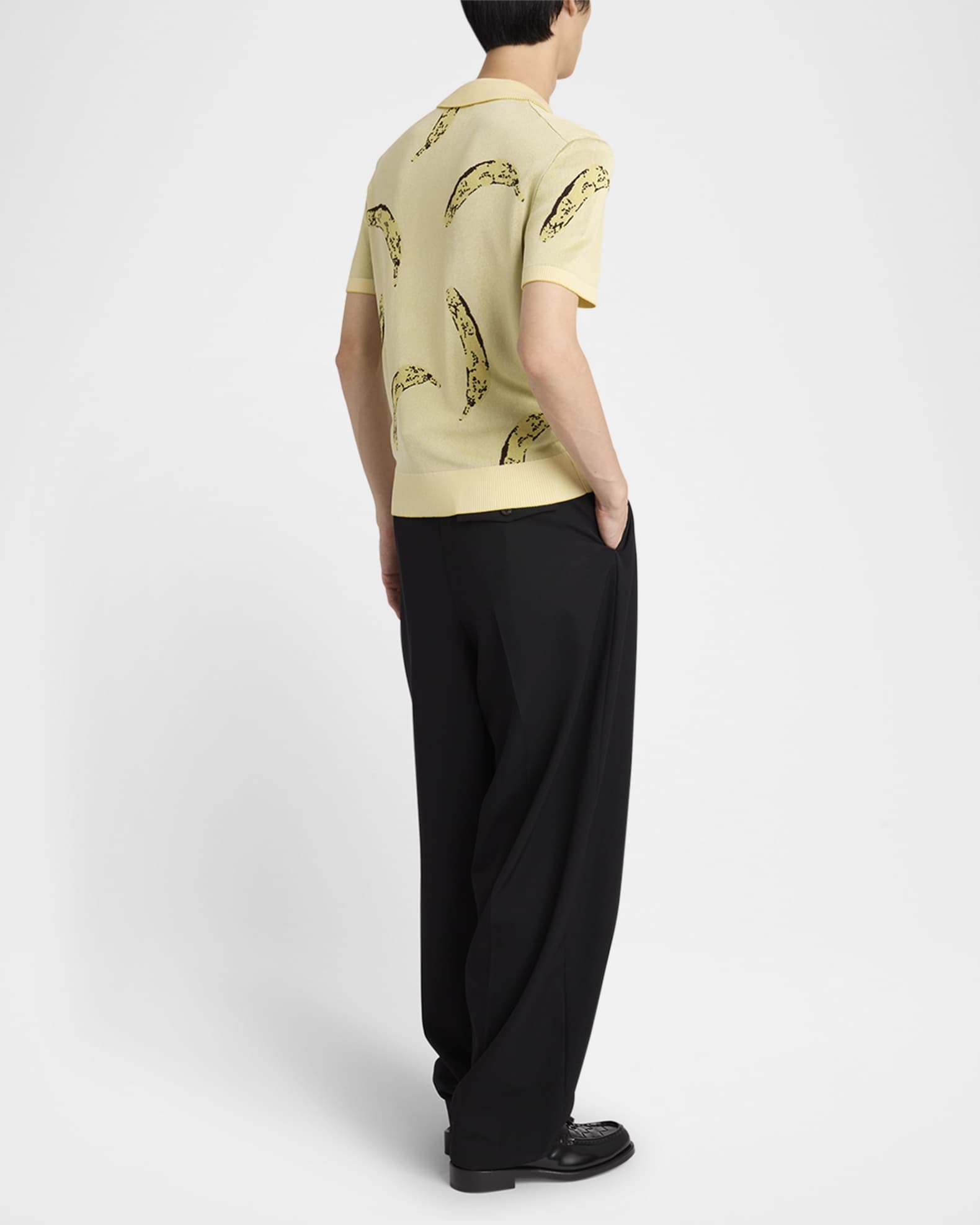 Jacquemus Men's Marino Banana Jacquard Polo Shirt | Neiman