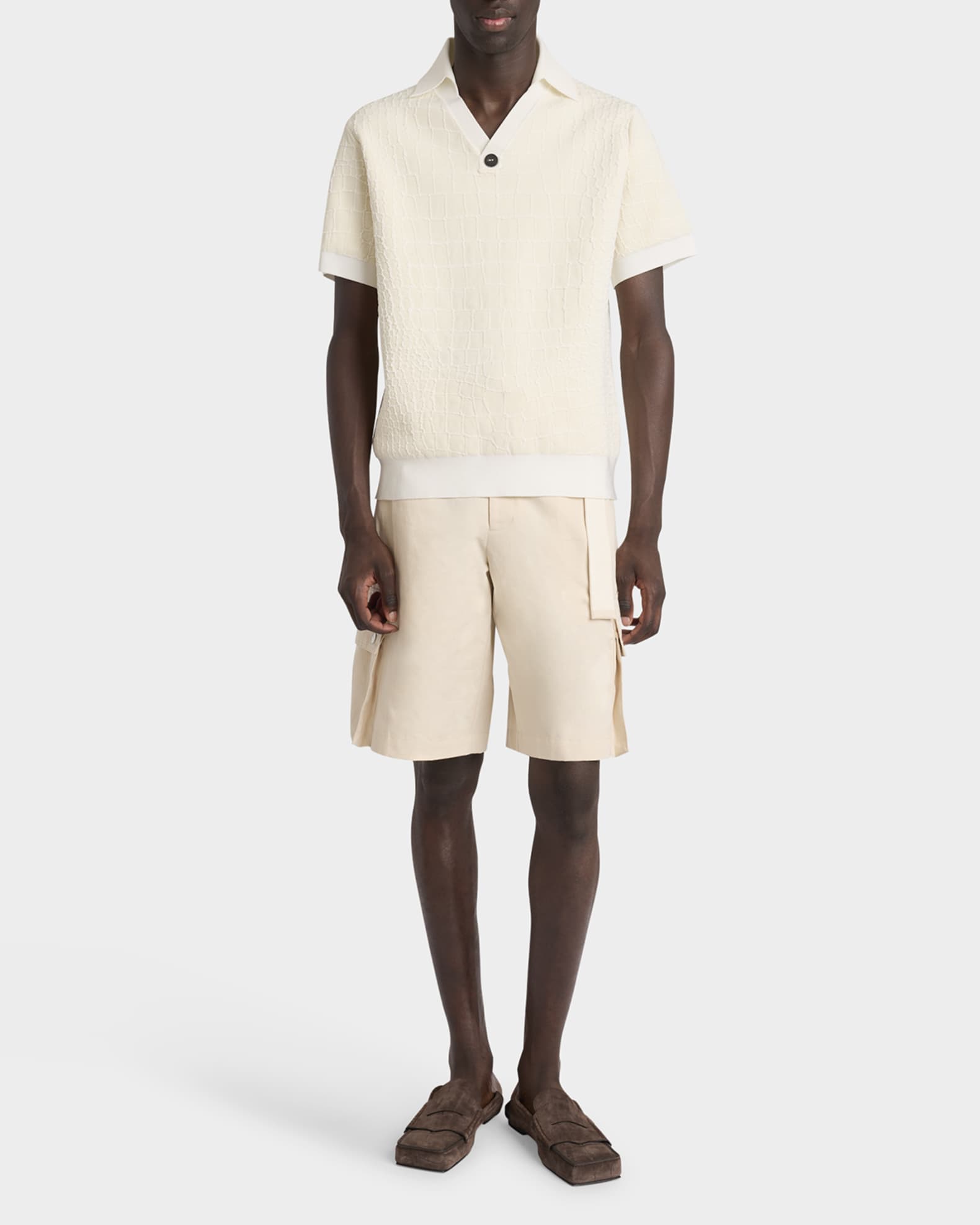 Jacquemus Men's Croc-Patterned Polo Shirt | Neiman Marcus