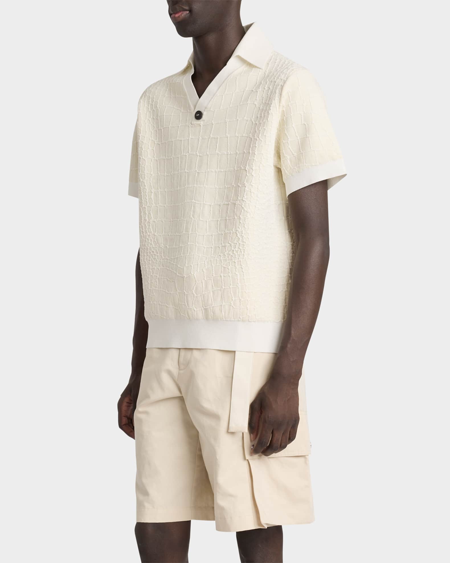 Jacquemus Men's Croc-Patterned Polo Shirt Neiman Marcus