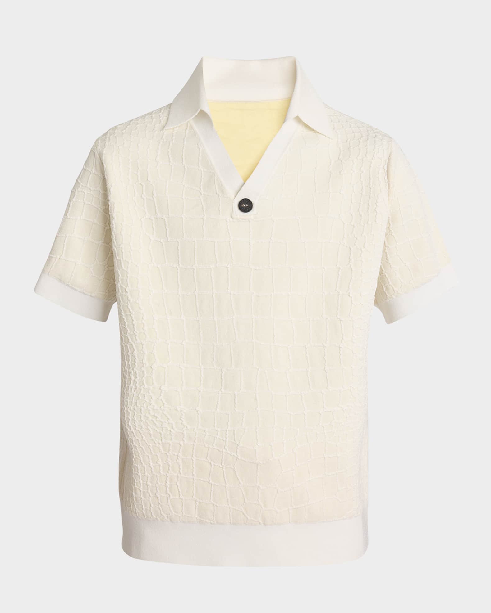 Jacquemus Men's Croc-Patterned Polo Shirt | Neiman Marcus