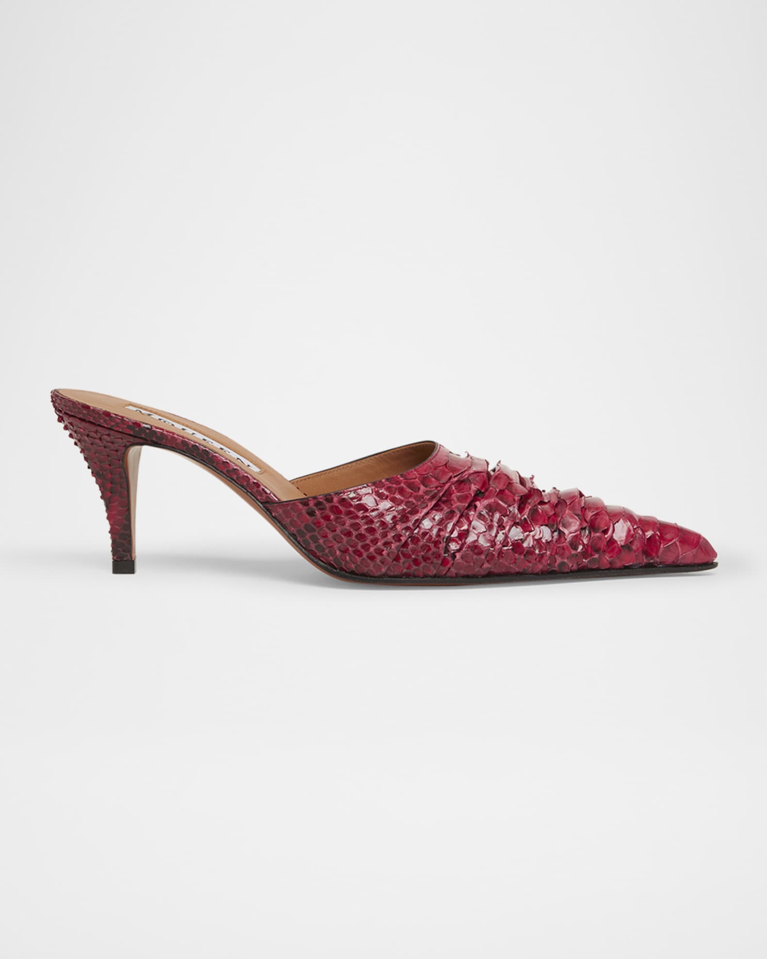 Ruched Python Mule Pumps 0