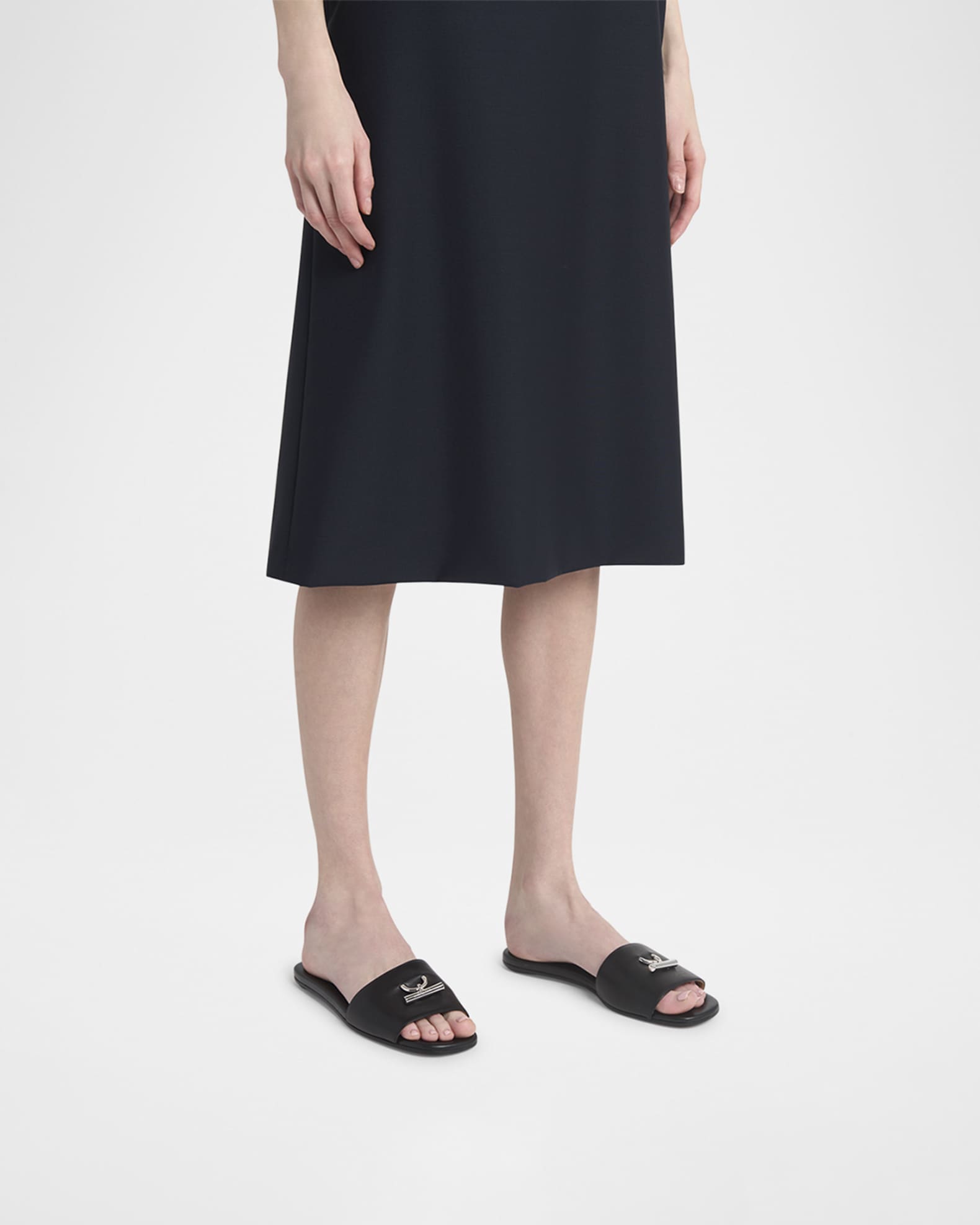 Leather Cross-Bar Slide Sandals 1