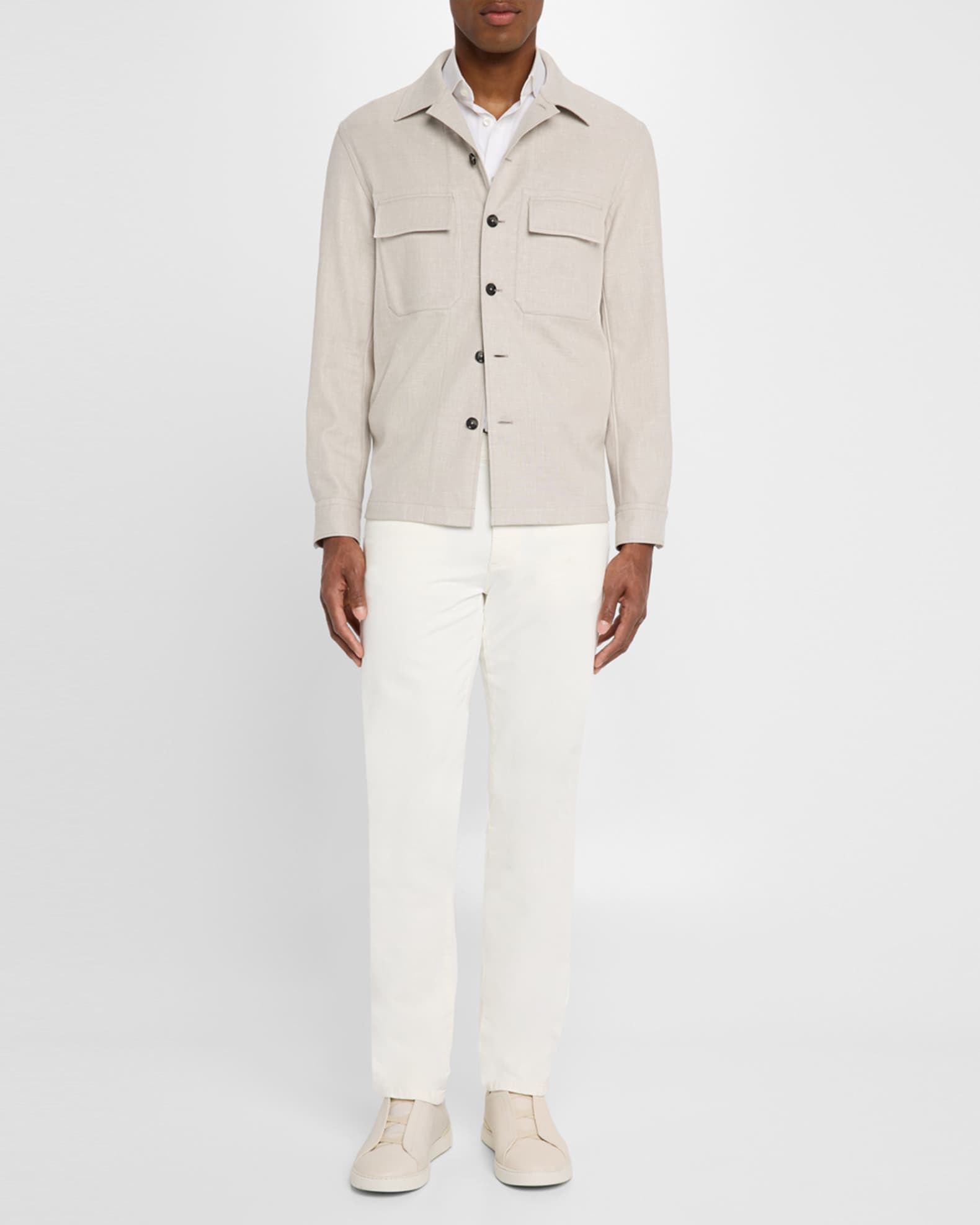 Men's Melange Linen-Blend Overshirt