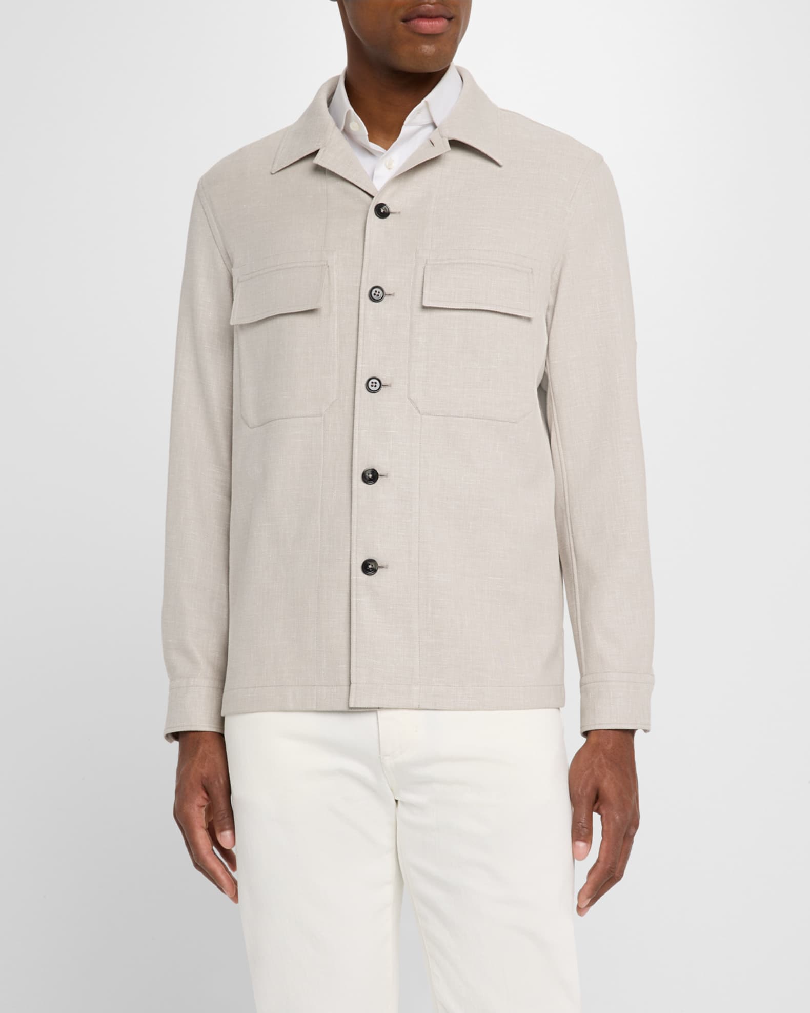 Men's Melange Linen-Blend Overshirt
