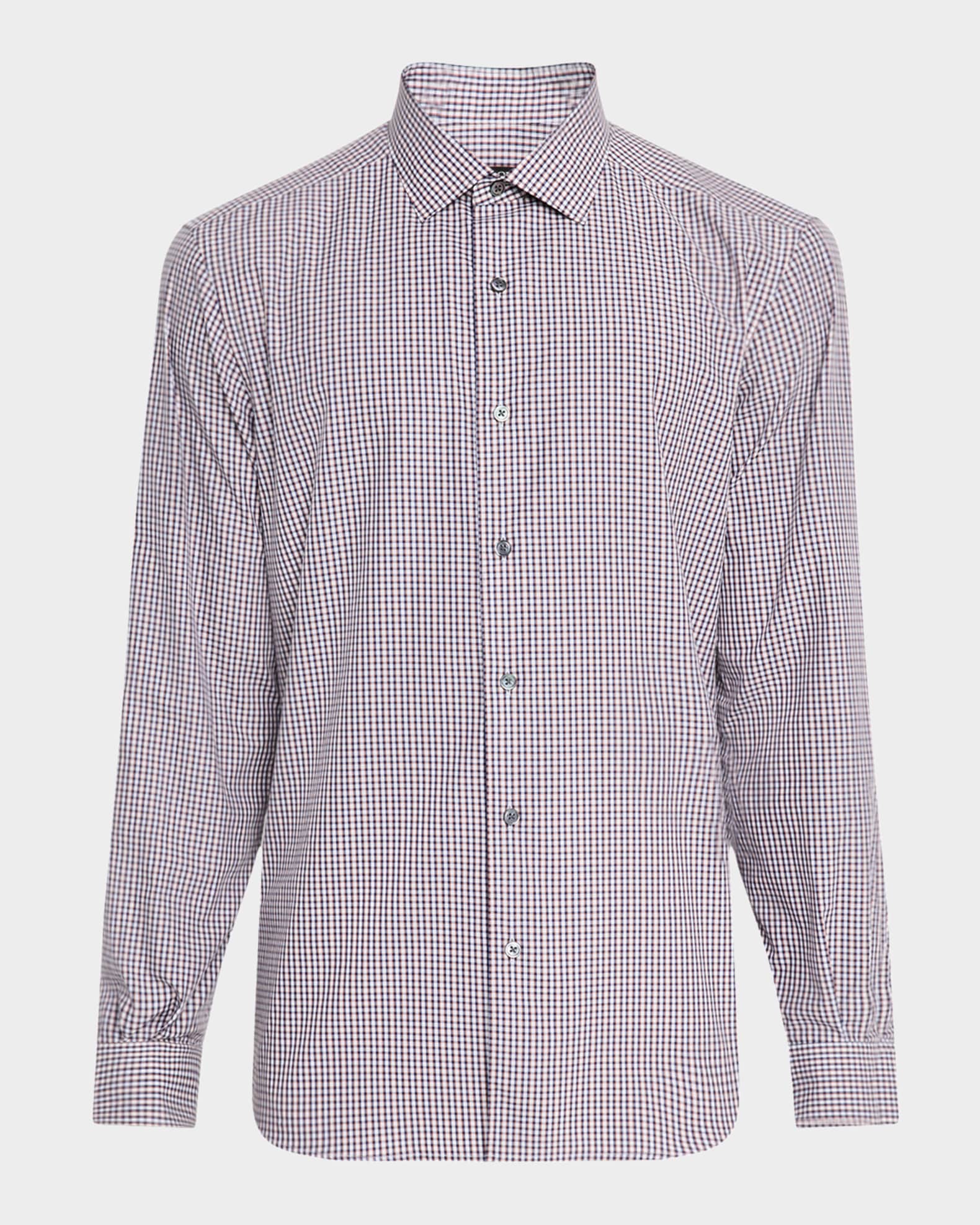 Men's Cotton Check Casual Button-Down Shirt