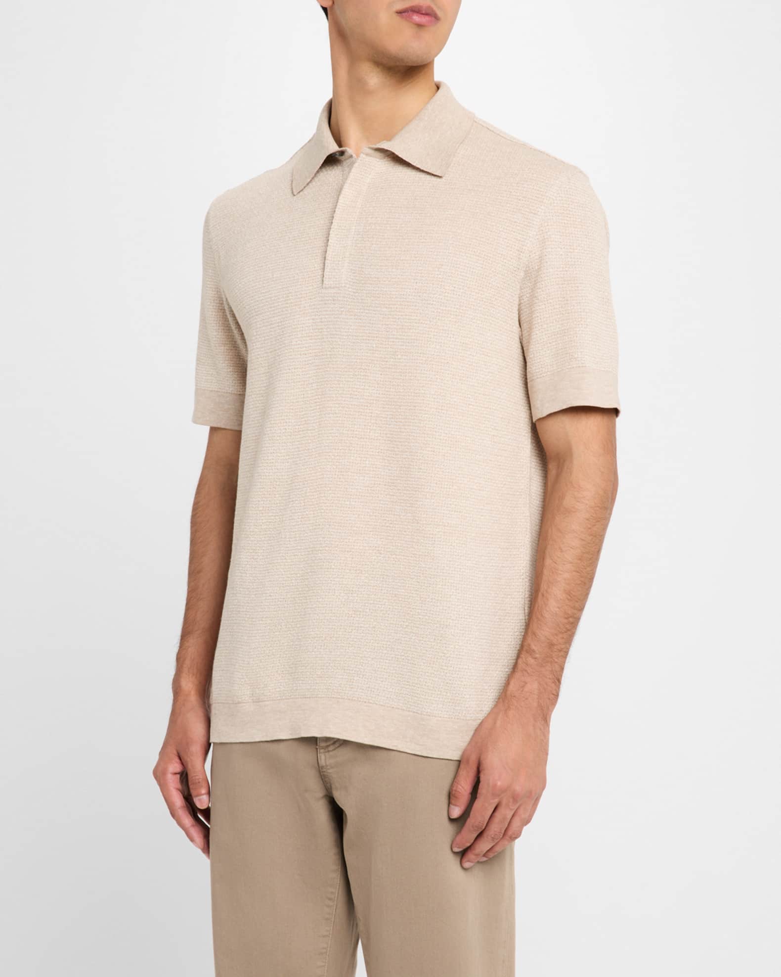 Tシャツ・カットソー ZEGNA Ivory Cotton Blend Polo Shirt Light Beige Premium Cotton Polo Shirt SS25 32164018 | Zegna SG