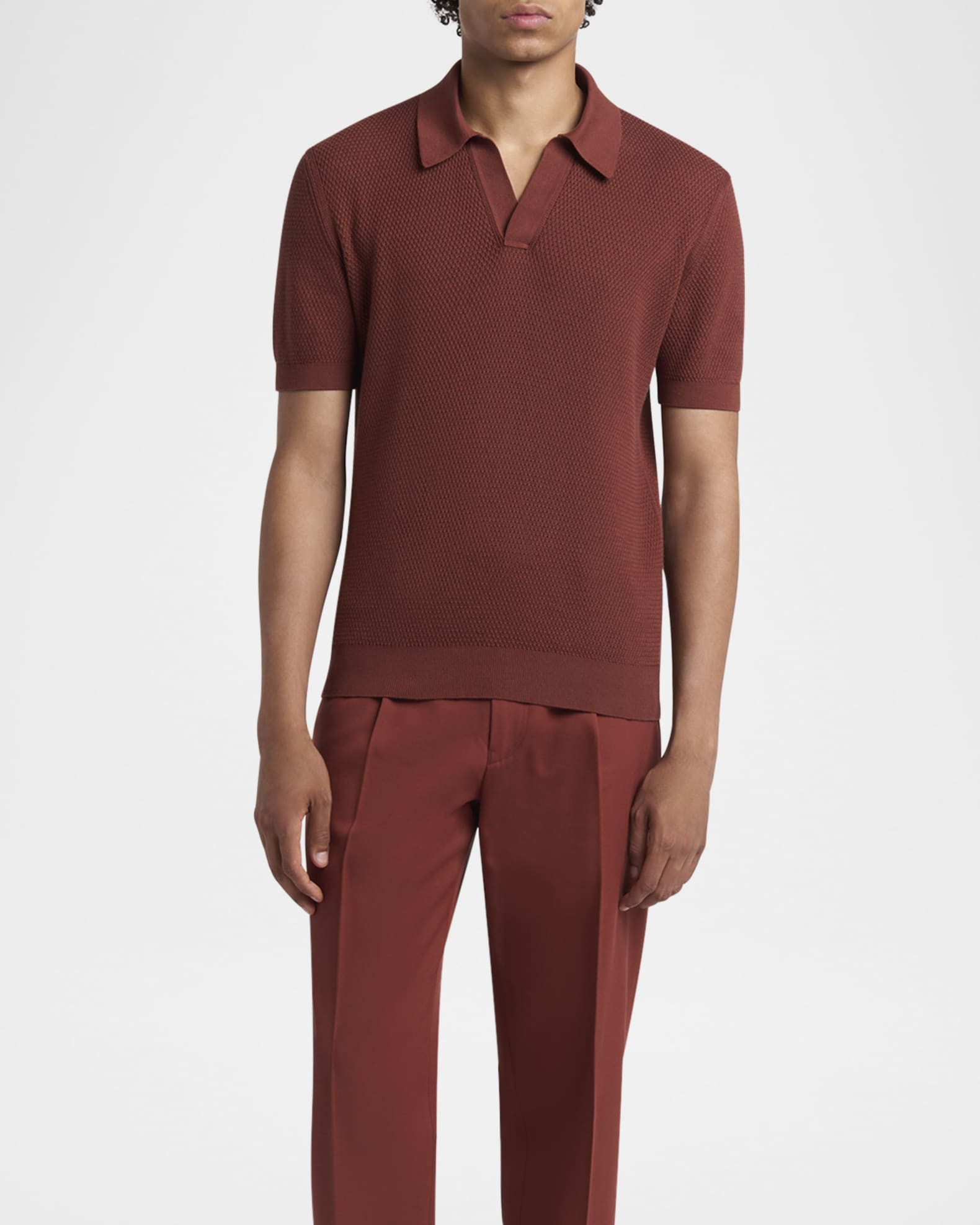 Men's Textured Johnny Polo Sweater 1