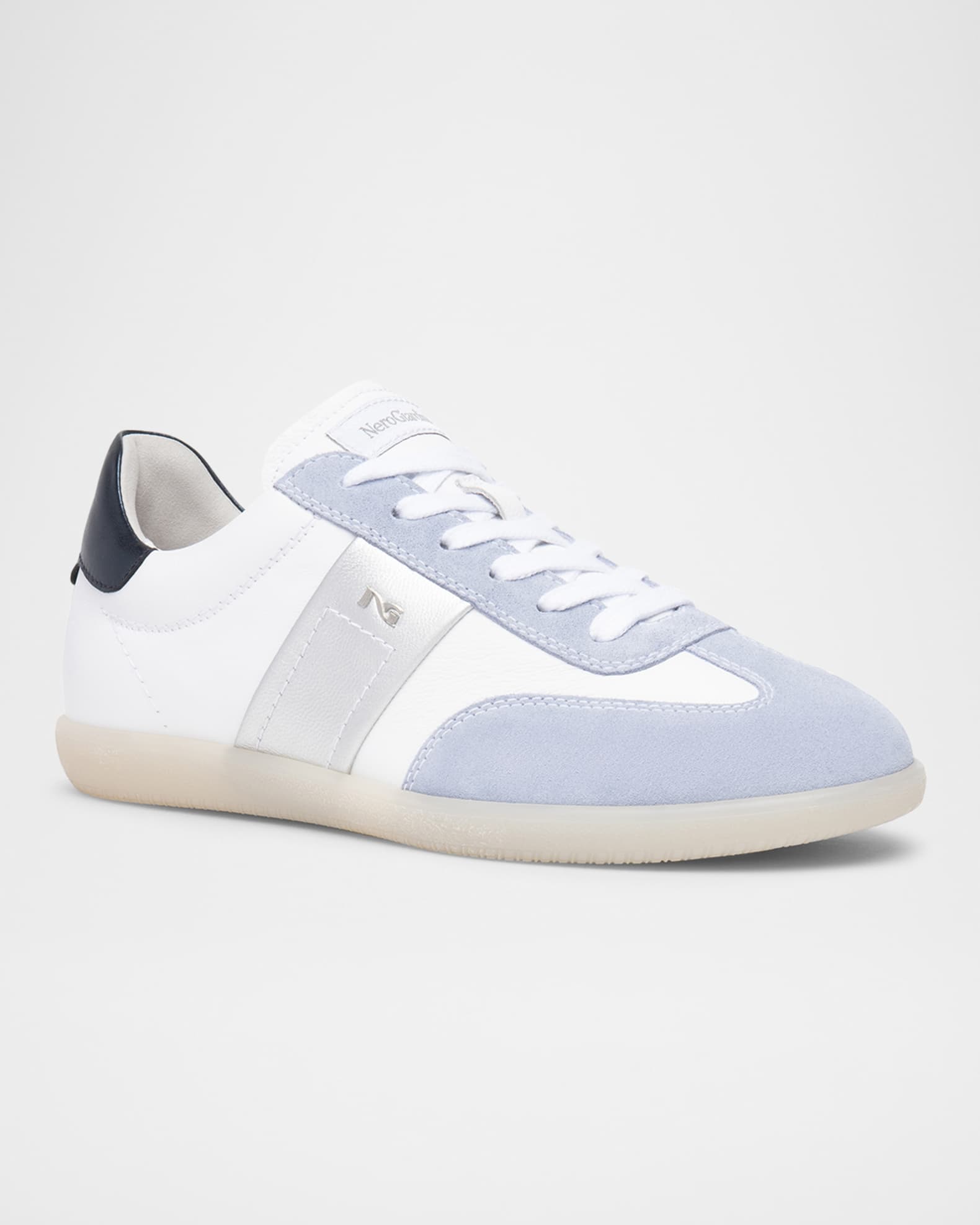 Mixed Leather Low-Top Tennis Sneakers 1
