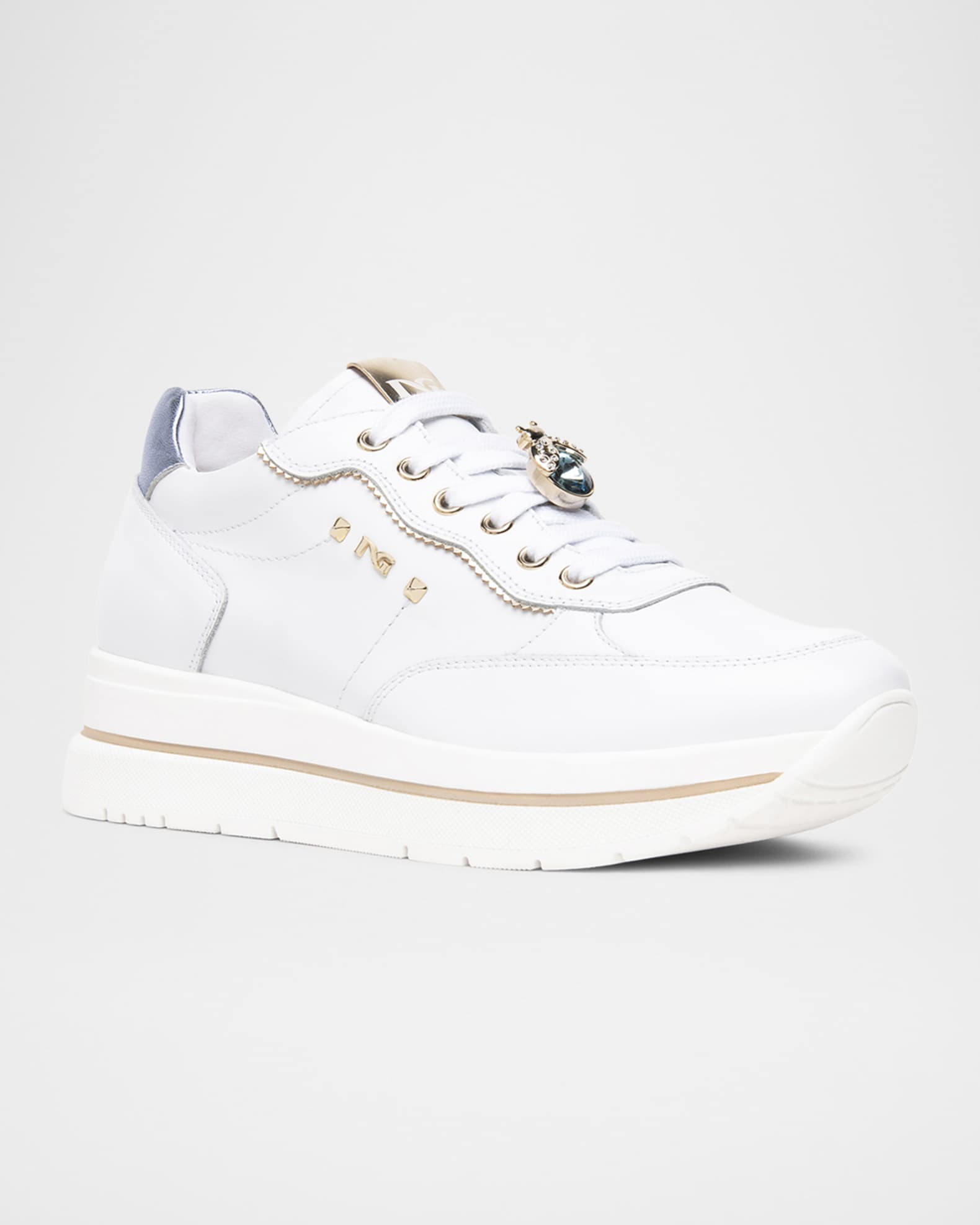 Leather Jeweled Low-Top Sneakers 1