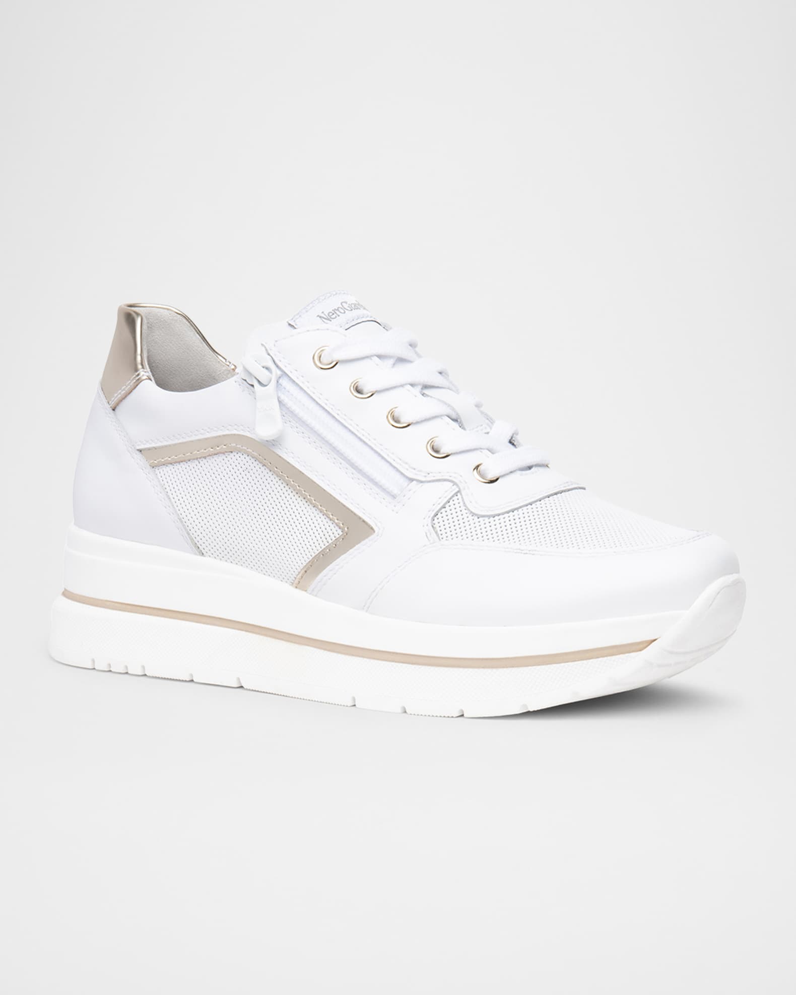 Leather Platform Side-Zip Sneakers 1