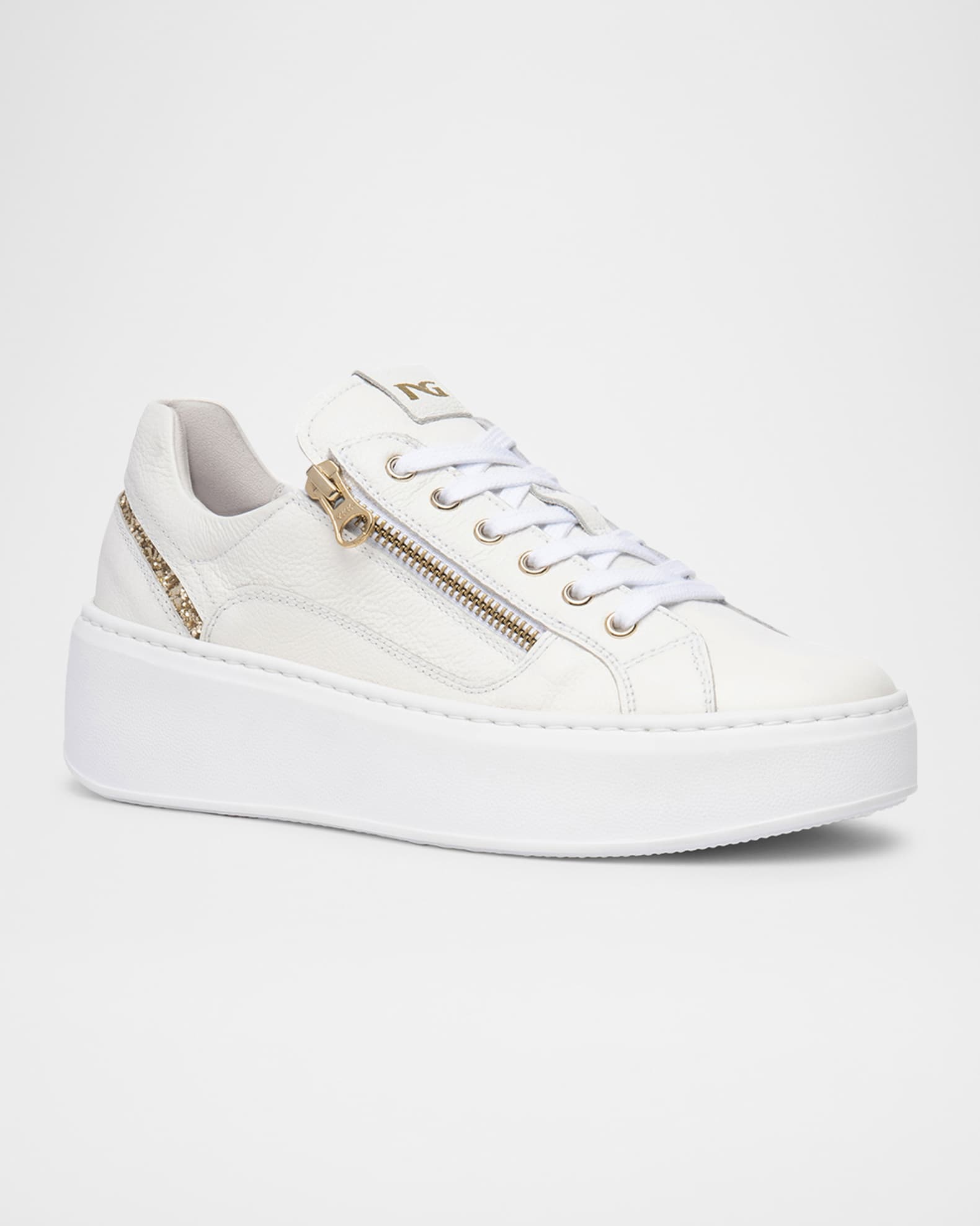 Leather Platform Side-Zip Sneakers 1