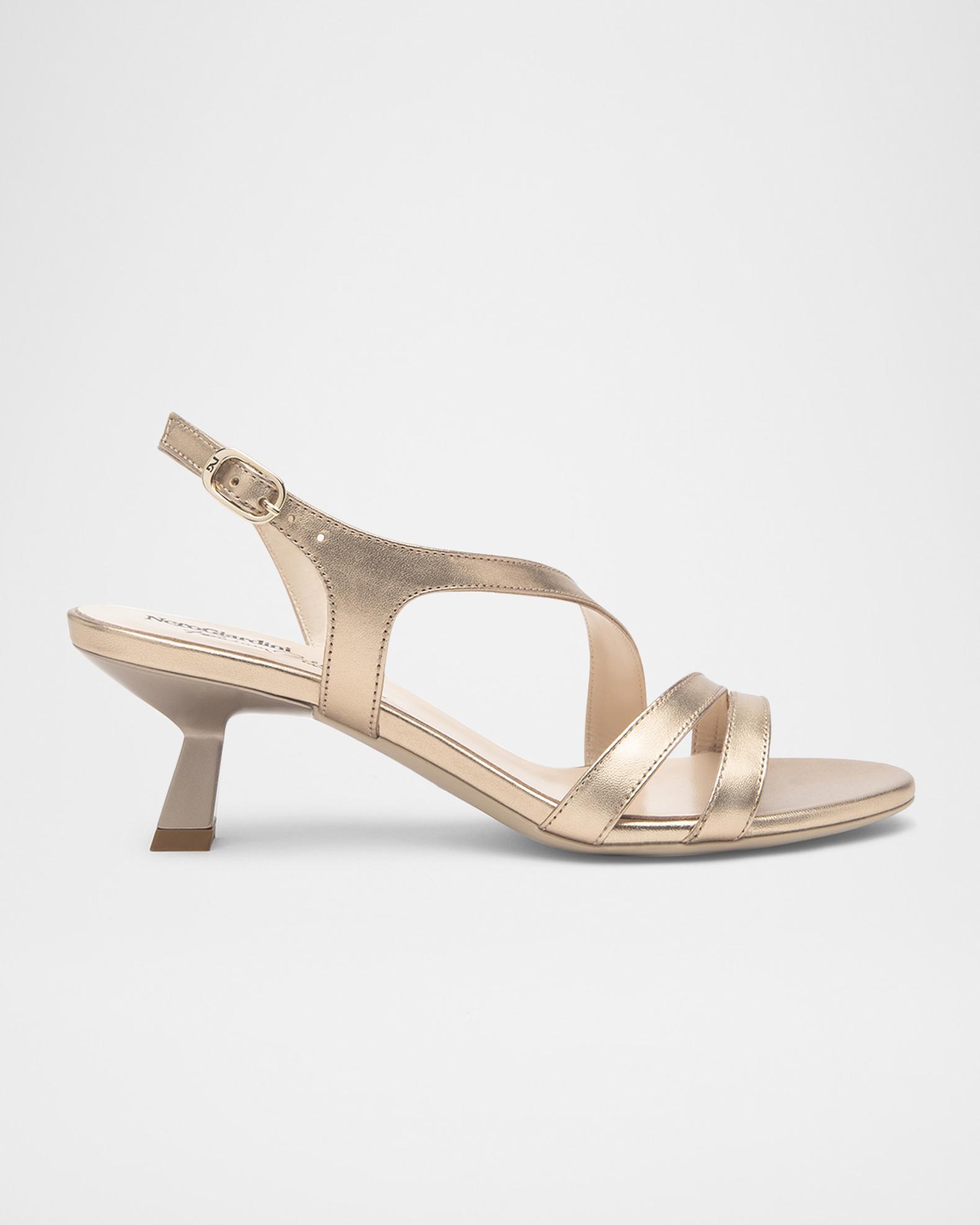 NeroGiardini Strappy Metallic Kitten-Heel Sandals | Neiman Marcus