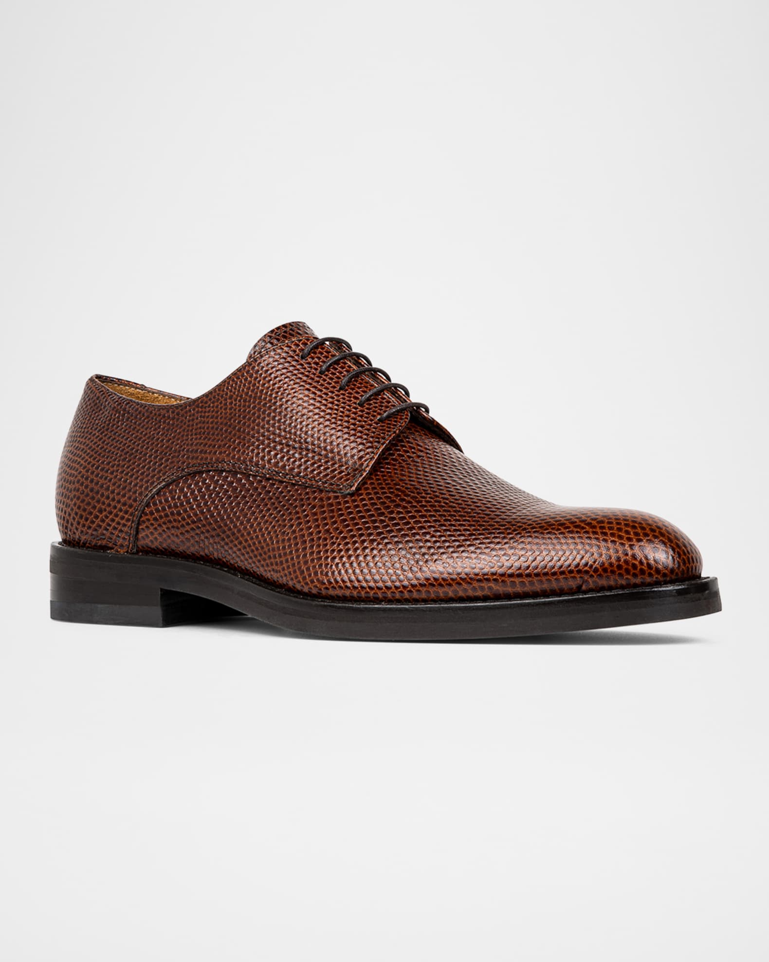 Men's Russell Lizard-Print Leather Derby Shoes 1