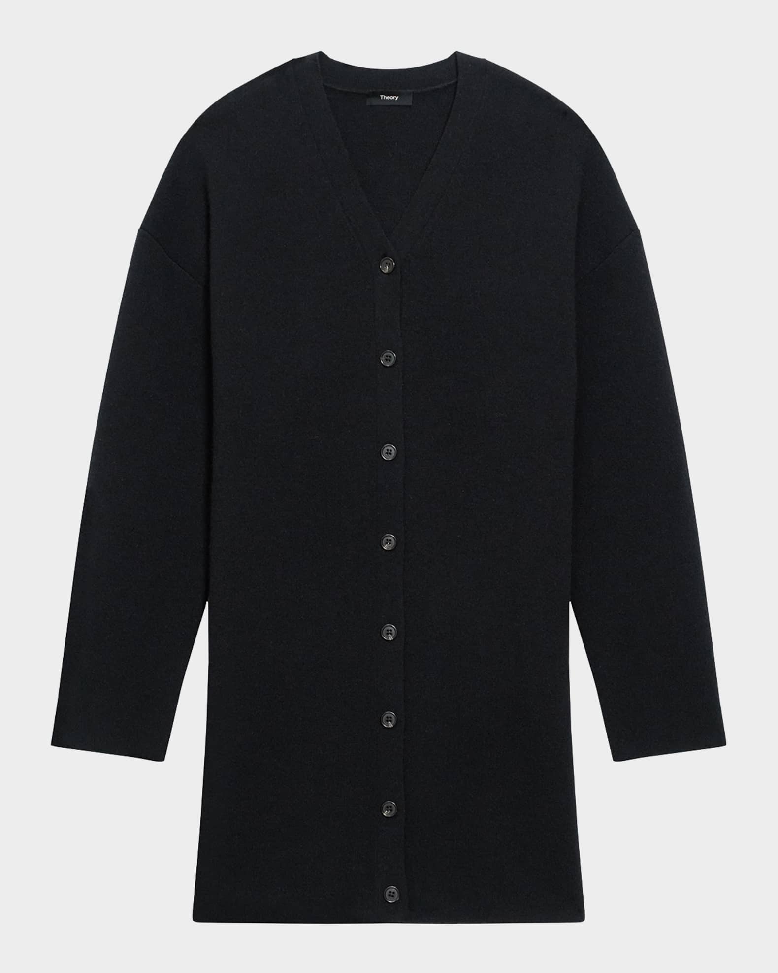 Theory Wool Cashmere Cardigan Dress Black
