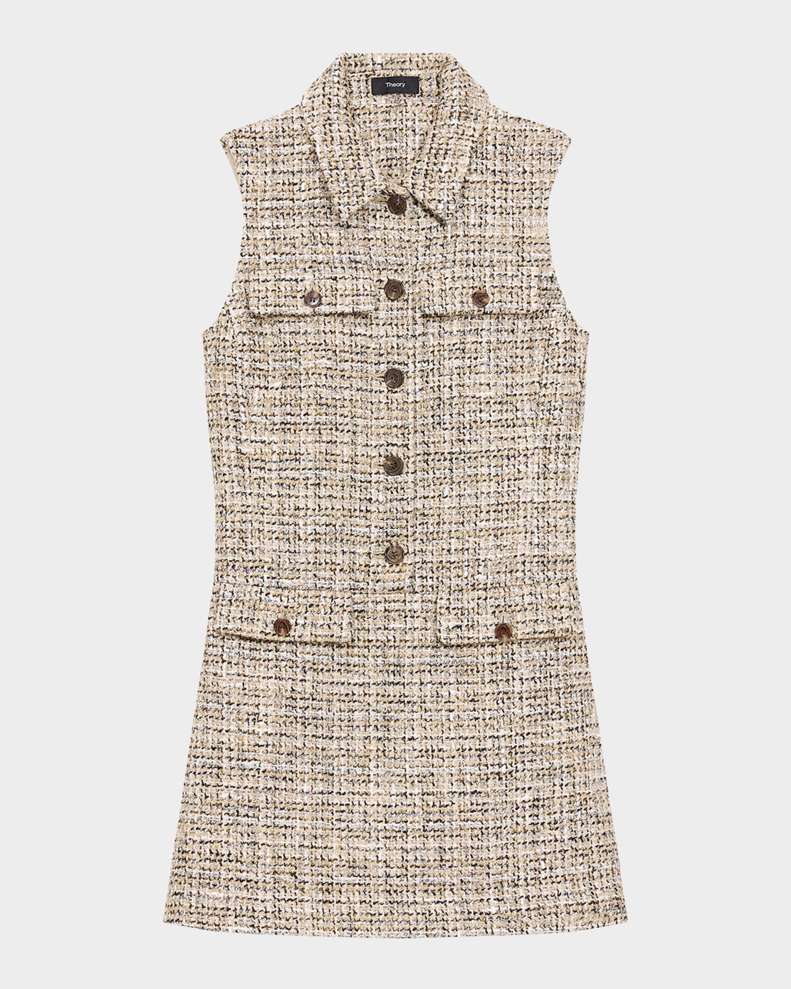 Mixed Tweed Military Mini Dress 0