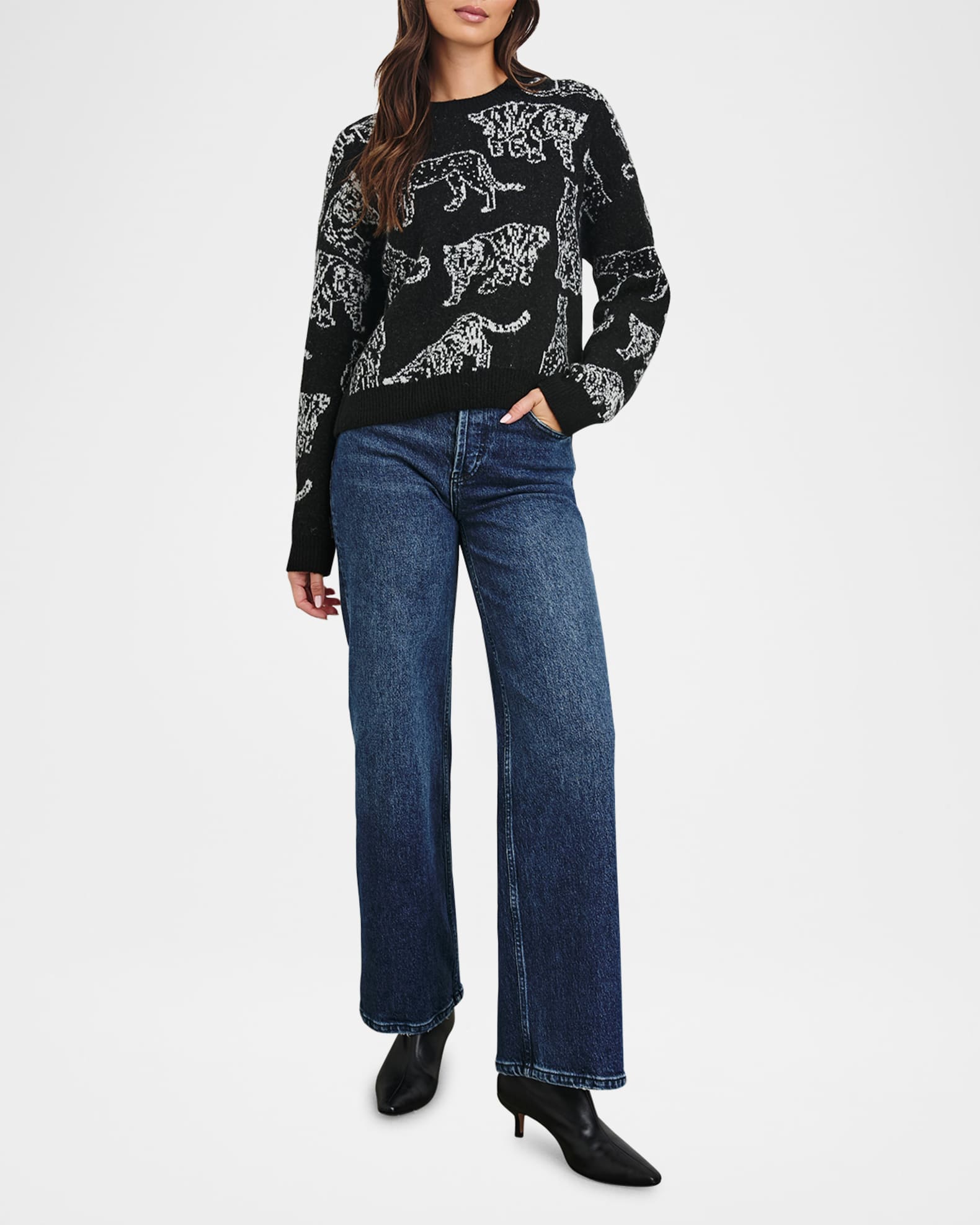 Perci Animal Print Wool-Blend Sweater 1