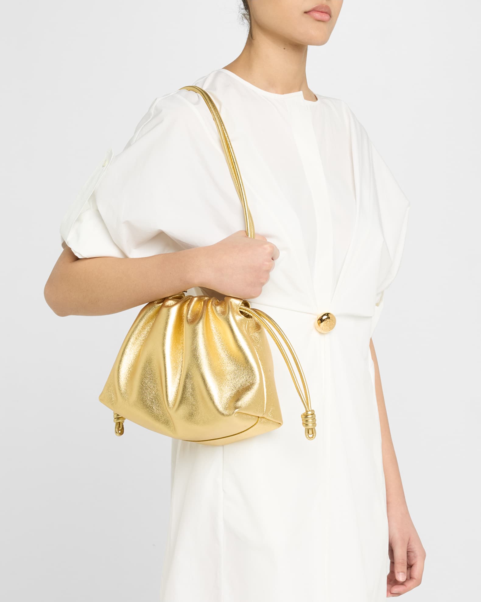 Flamenco Metallic Leather Shoulder Bag 1